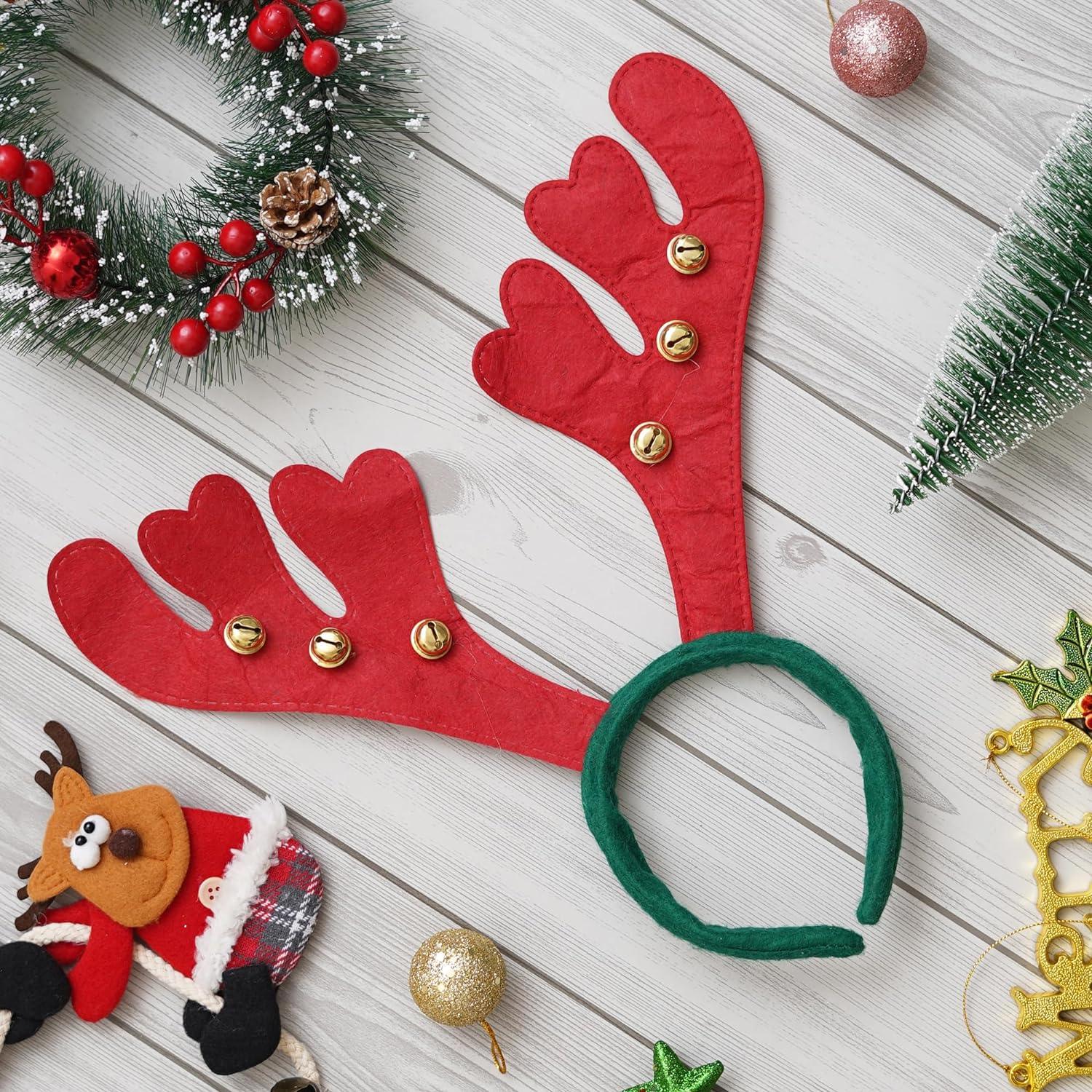 Christmas Red Reindeer Antlers Headband with Bells - Pack of 1 ACCESSORIES Pretty UR Party