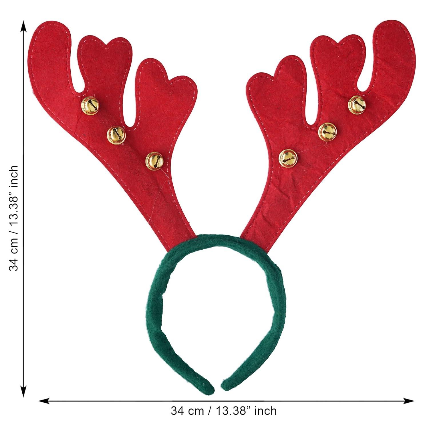 Christmas Red Reindeer Antlers Headband with Bells - Pack of 1 ACCESSORIES Pretty UR Party