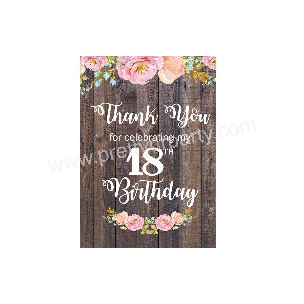 18th Birthday Theme Thank you Tags THEME PARTIES Pretty UR Party