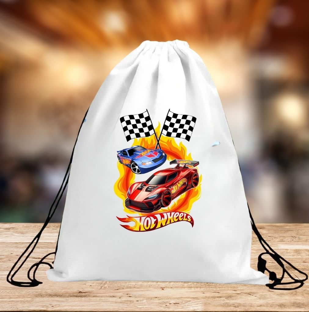 Personalised Hot Wheels Drawstring Bag Personalised Hot Wheels Drawstring Bag