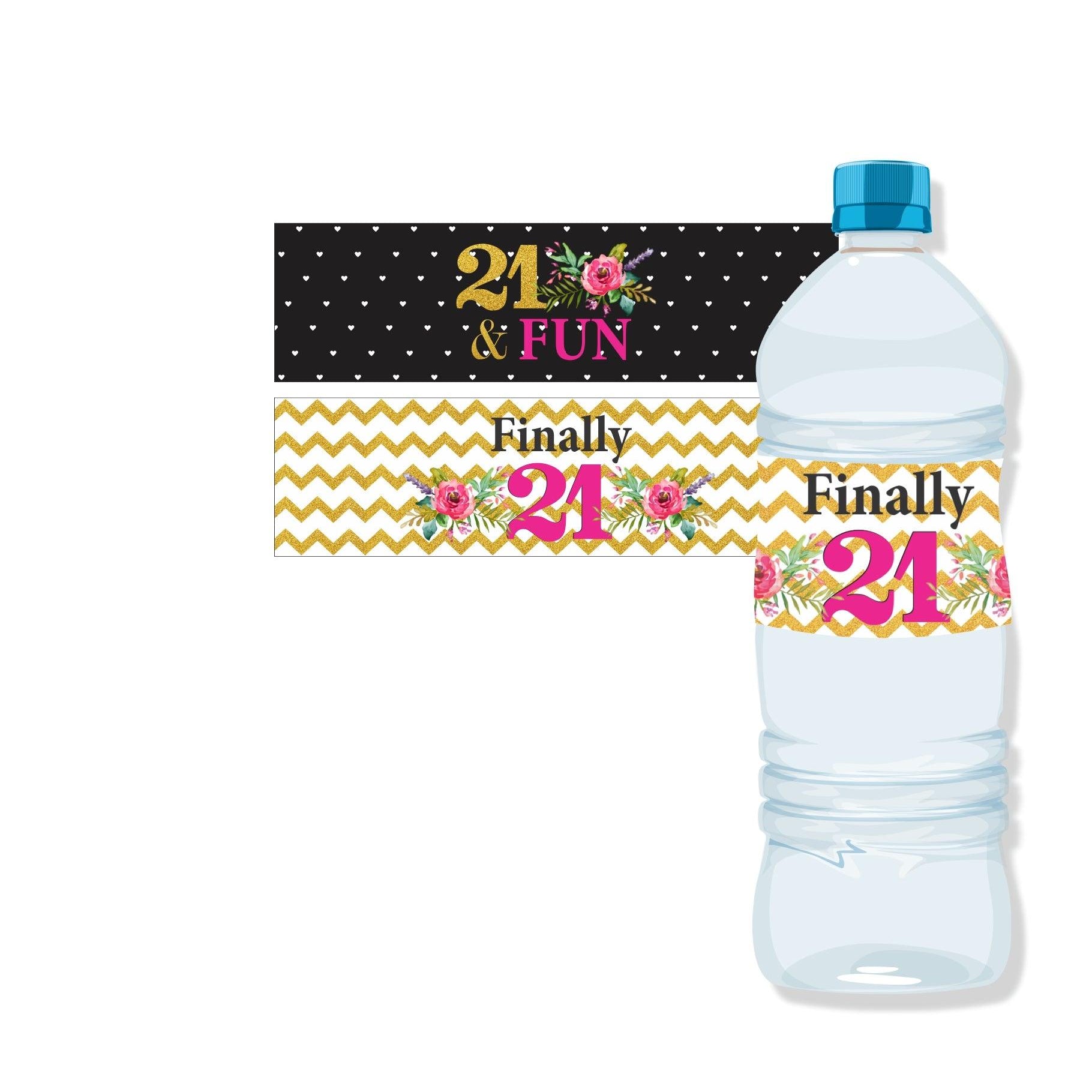 21st Birthday Theme Water Bottle Labels THEME PARTIES Pretty UR Party