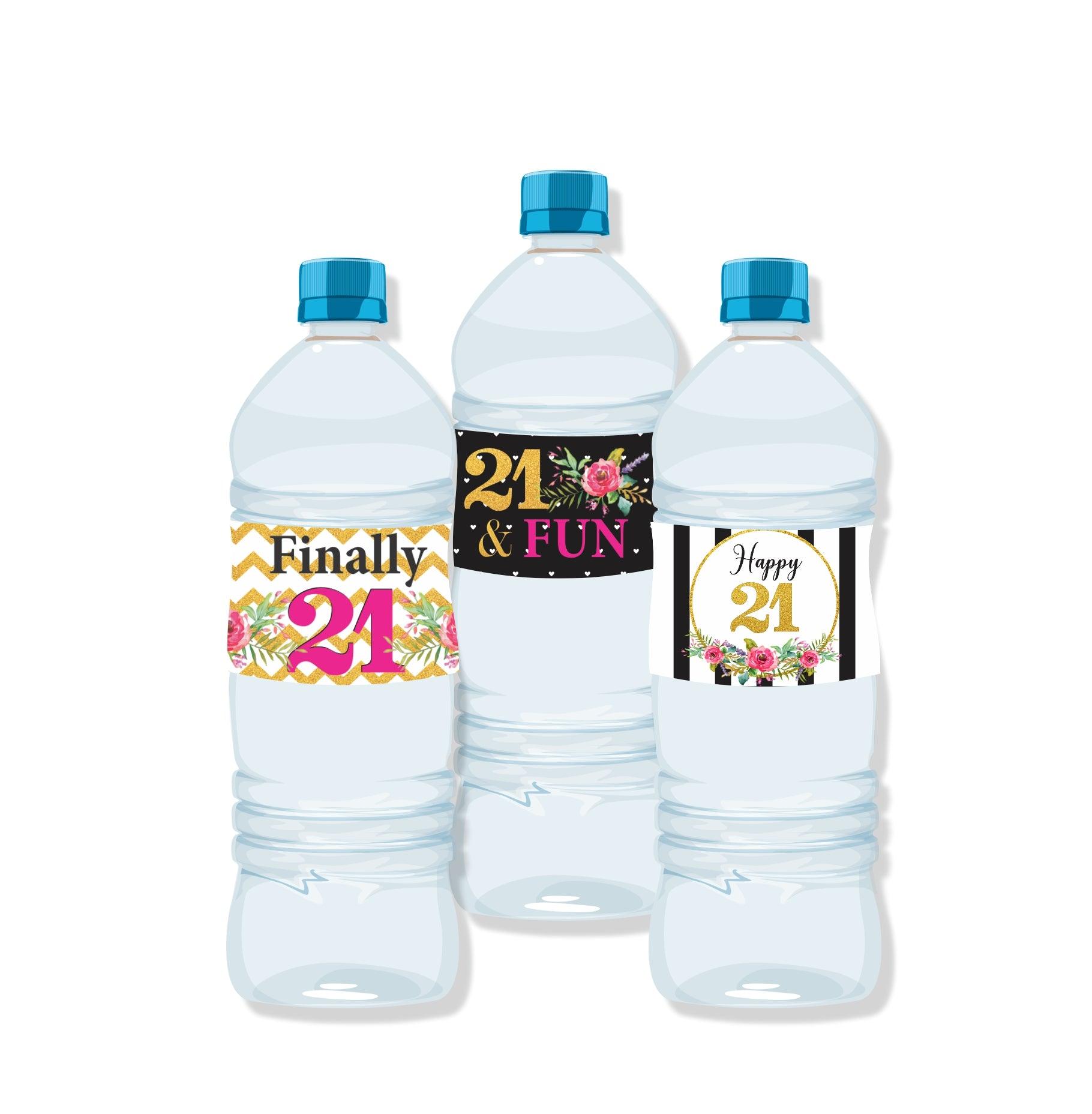 21st Birthday Theme Water Bottle Labels THEME PARTIES Pretty UR Party