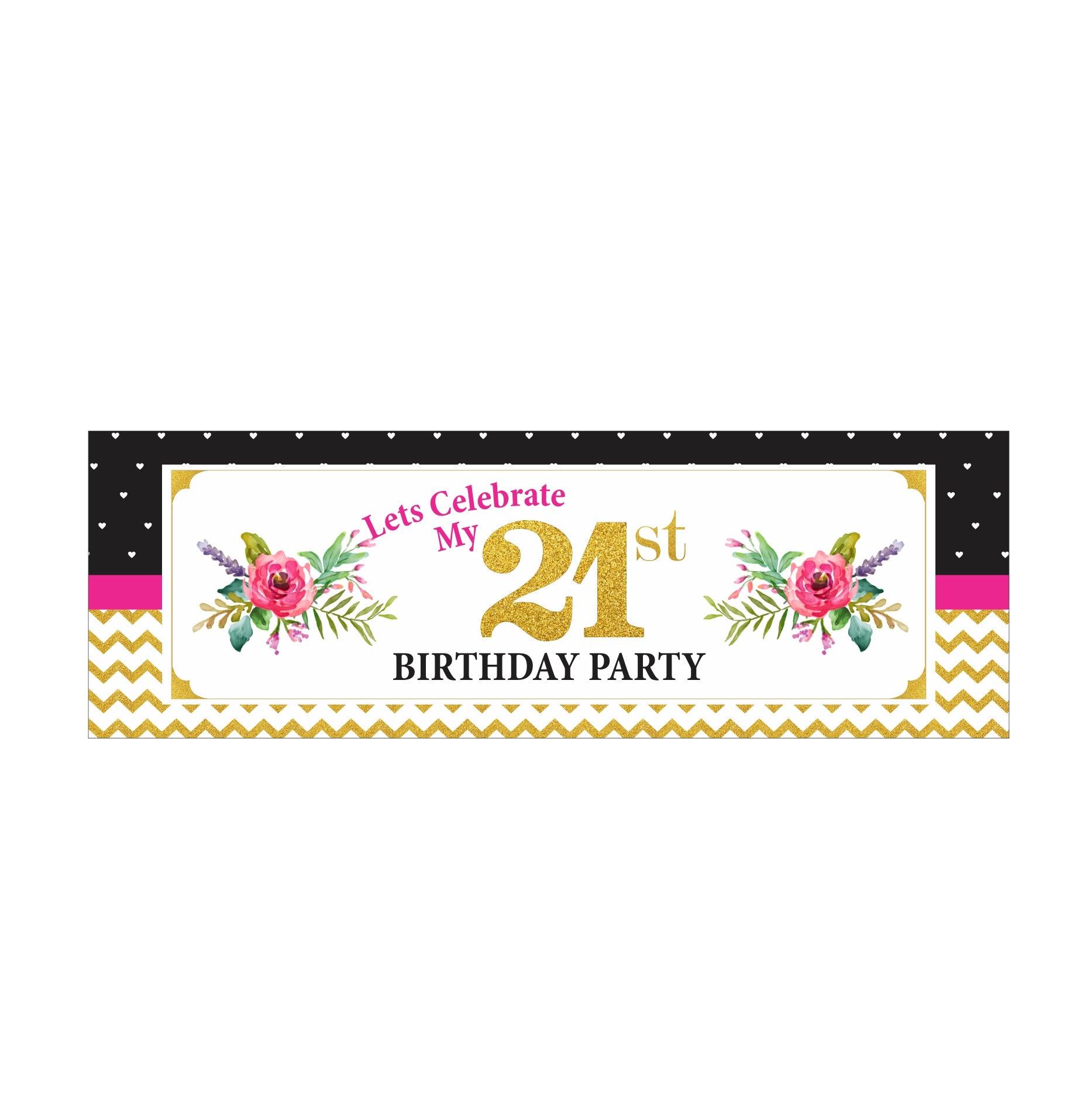 Personalized 21st Birthday Theme Banner 30in ALL PARTY SUPPLIES Pretty UR Party