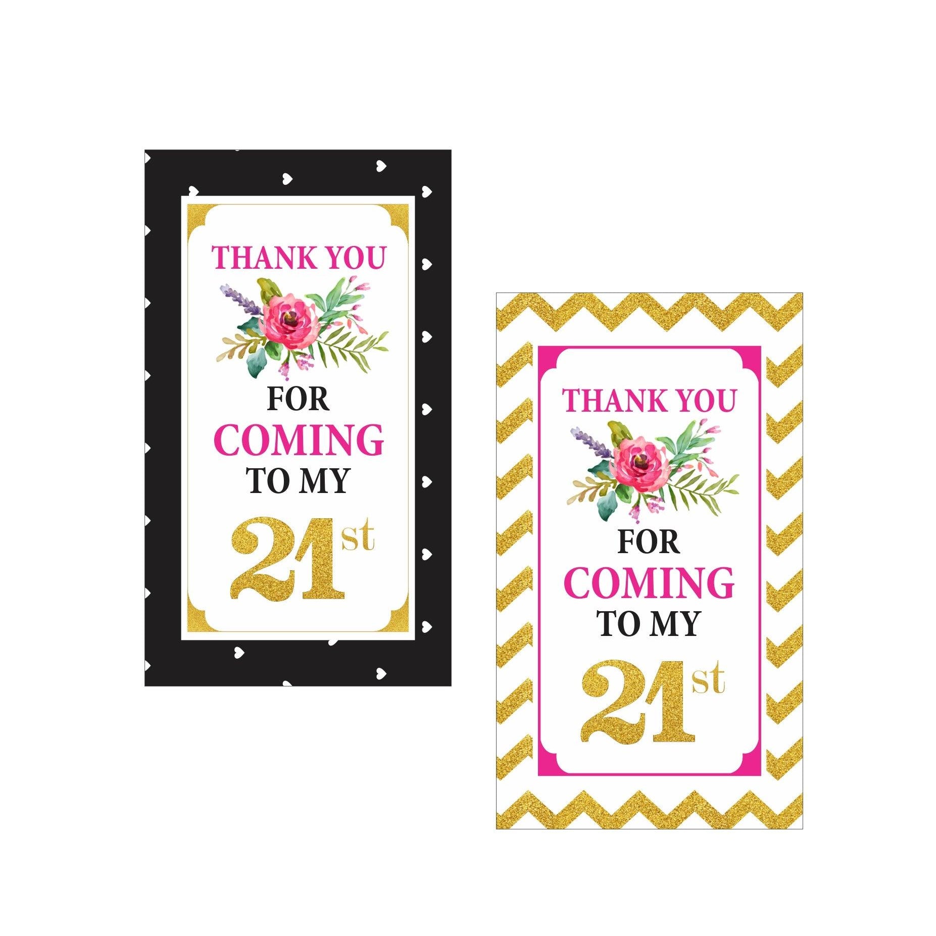 21st Birthday Theme Thank You Tags THEME PARTIES Pretty UR Party