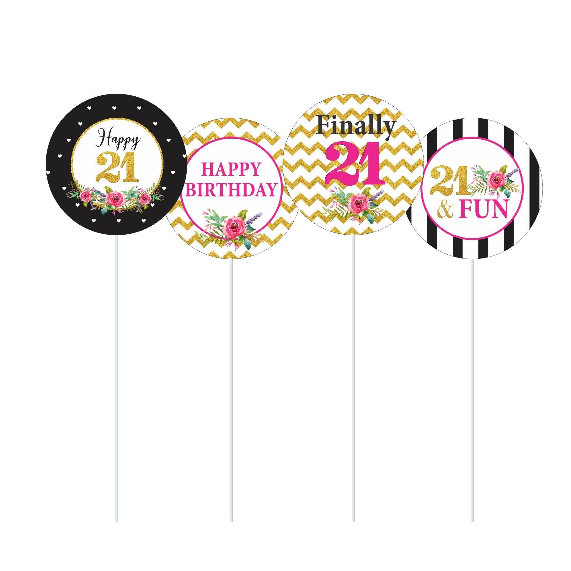 21st Birthday Theme Cupcake / Food Toppers THEME PARTIES Pretty UR Party