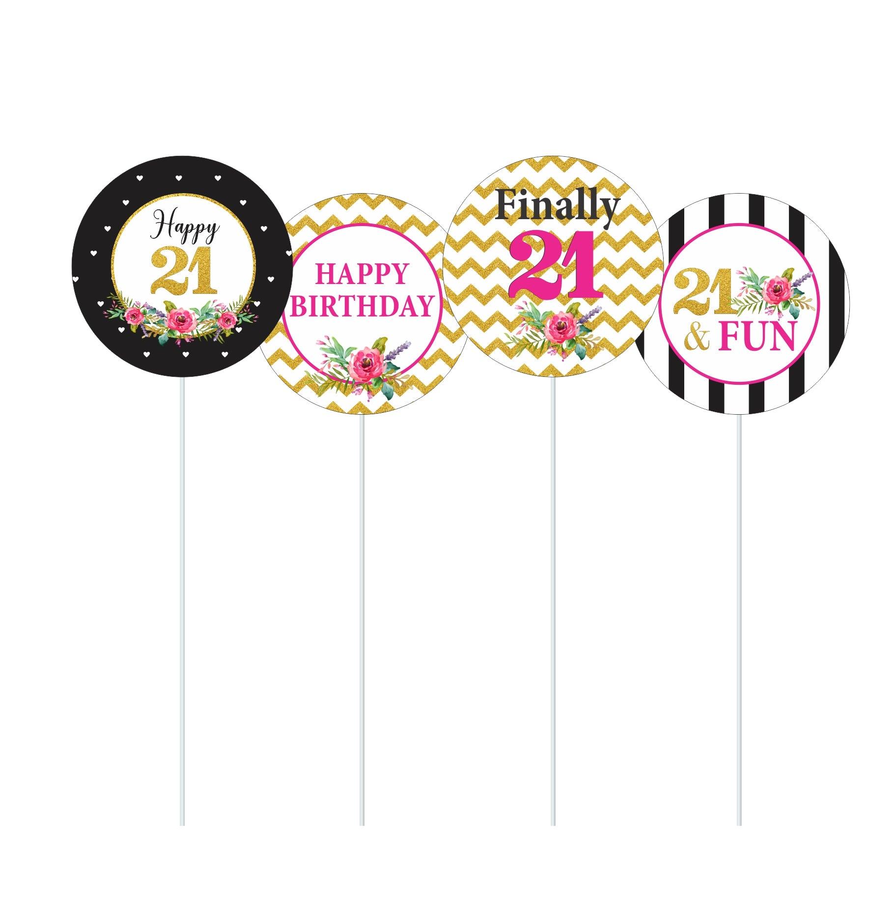 21st Birthday Theme Cupcake / Food Toppers THEME PARTIES Pretty UR Party