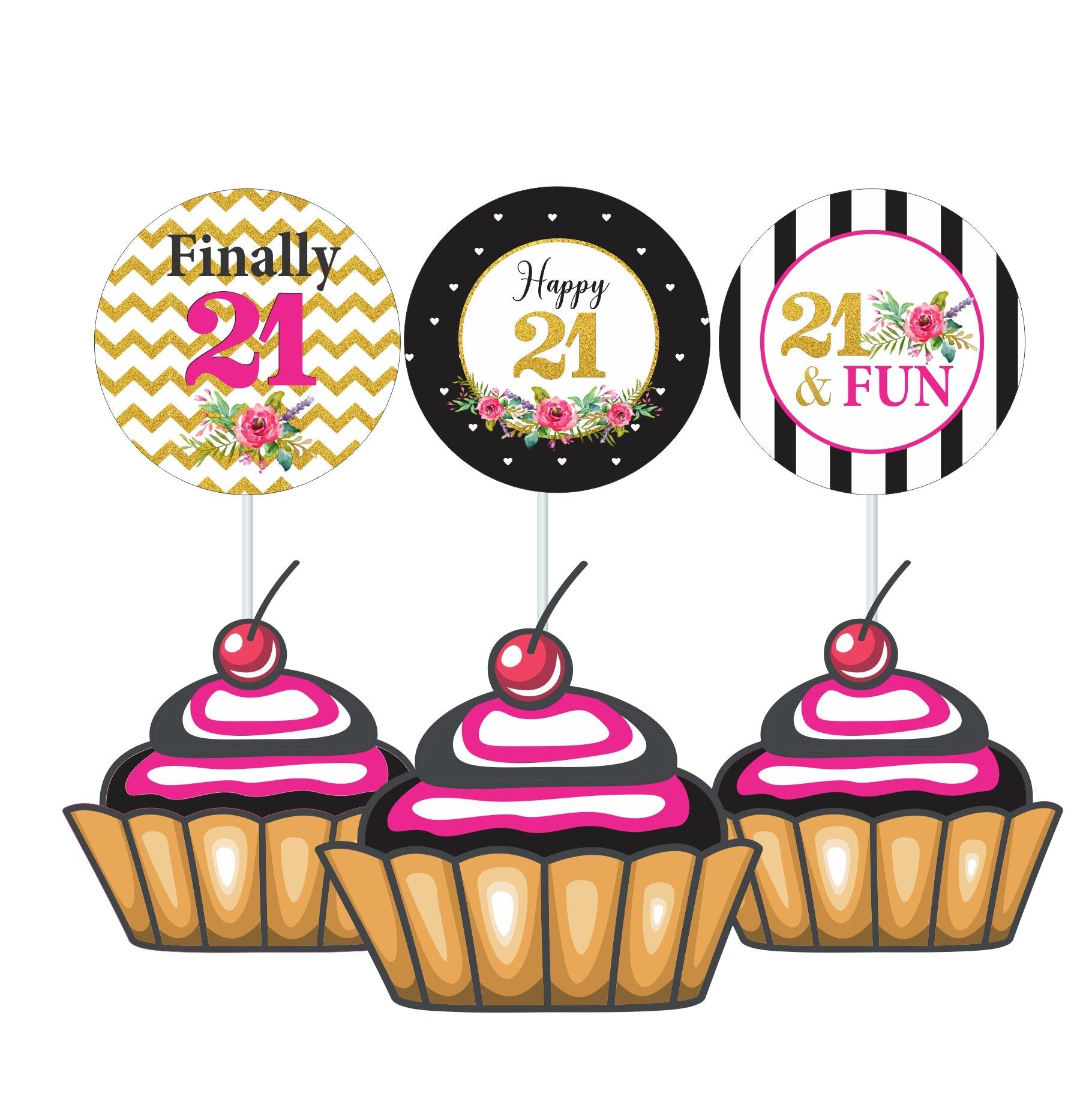21st Birthday Theme Cupcake / Food Toppers THEME PARTIES Pretty UR Party