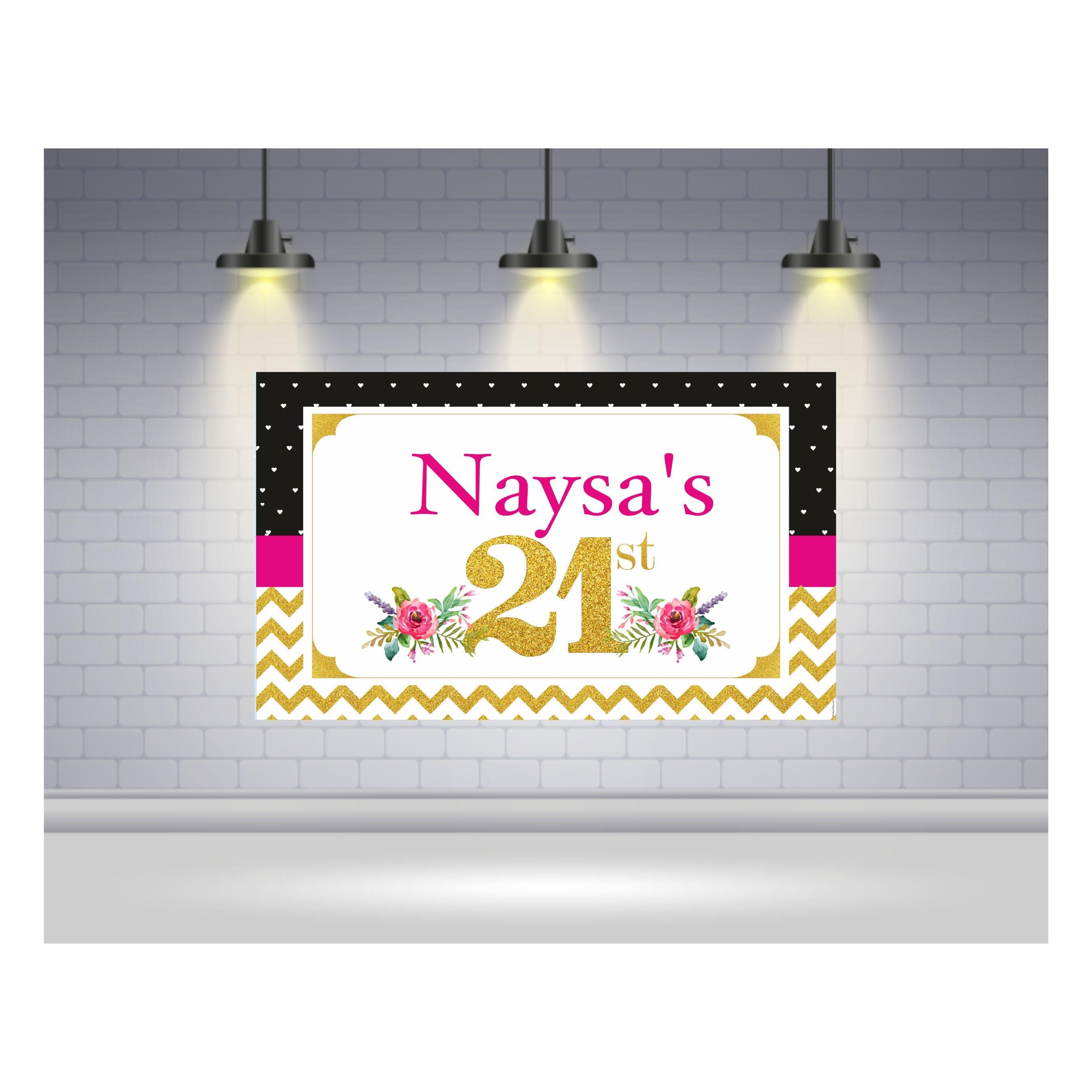 21st Birthday Theme Backdrop PERSONALISED Pretty UR Party