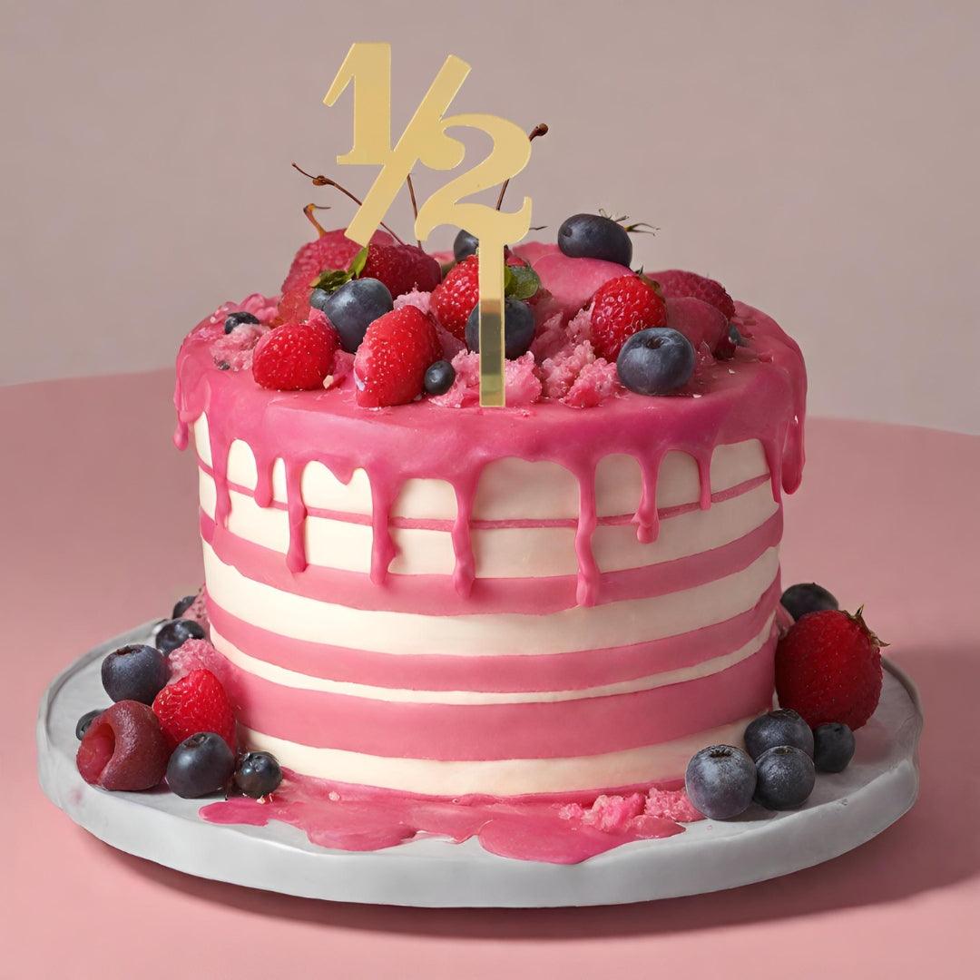 1/2 Cake Topper - Acrylic Gold ALL PARTY SUPPLIES Pretty UR Party