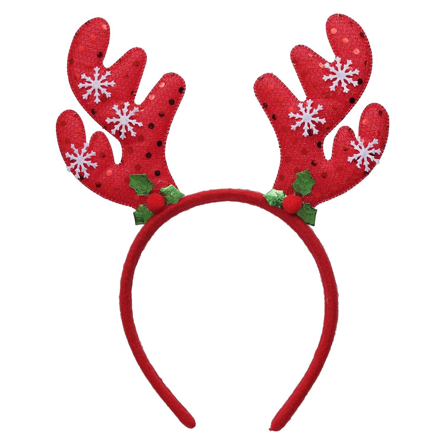 Christmas Red Glitter Reindeer Antlers Headband - Pack of 1 ACCESSORIES Pretty UR Party
