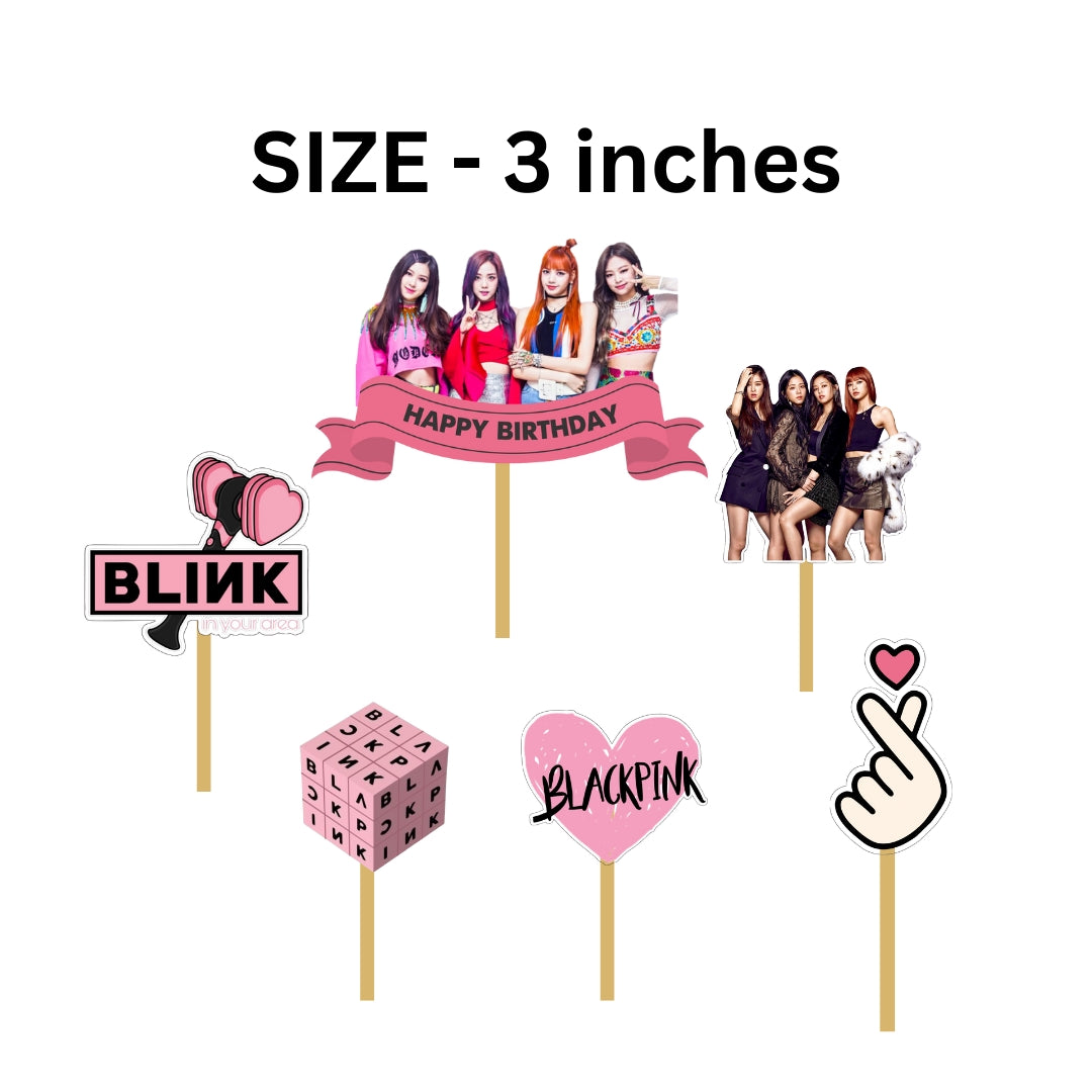 Black Pink theme Printed Cake Topper HANDCRAFTED Pretty UR Party