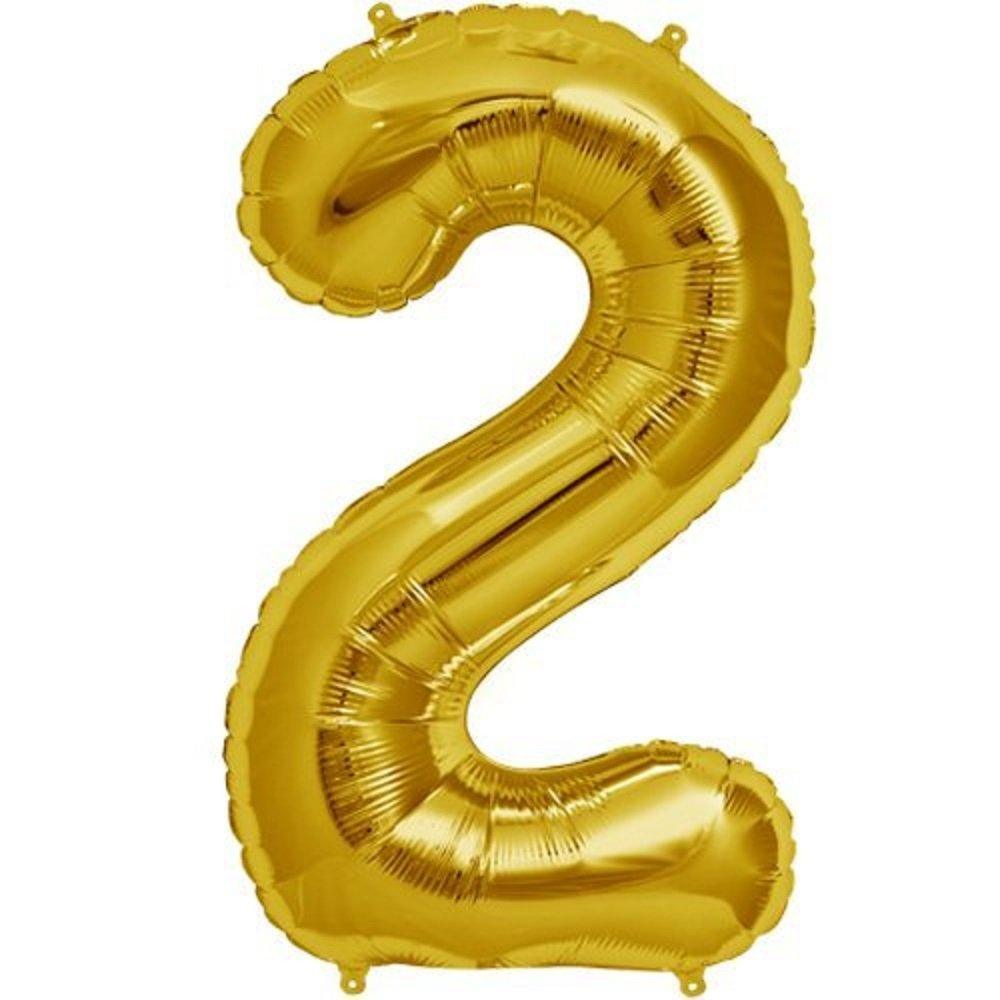 2 Number Foil Balloon ALL PARTY SUPPLIES Pretty UR Party 16 inch Gold
