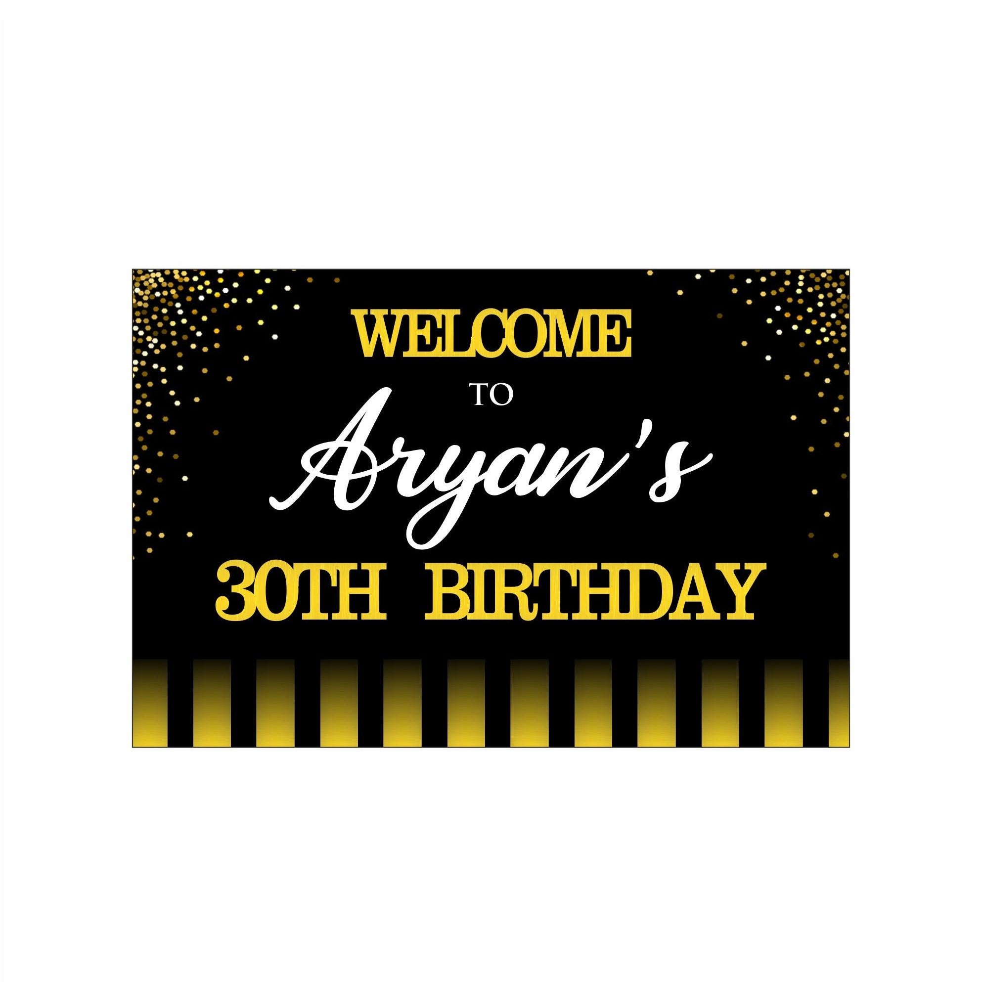 Gold and Black 30th Birthday Theme Entrance Banner / Door Sign THEME PARTIES Pretty UR Party