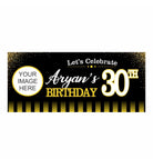 Personalized Gold and Black 30th Birthday Theme Banner 30in ALL PARTY SUPPLIES Pretty UR Party