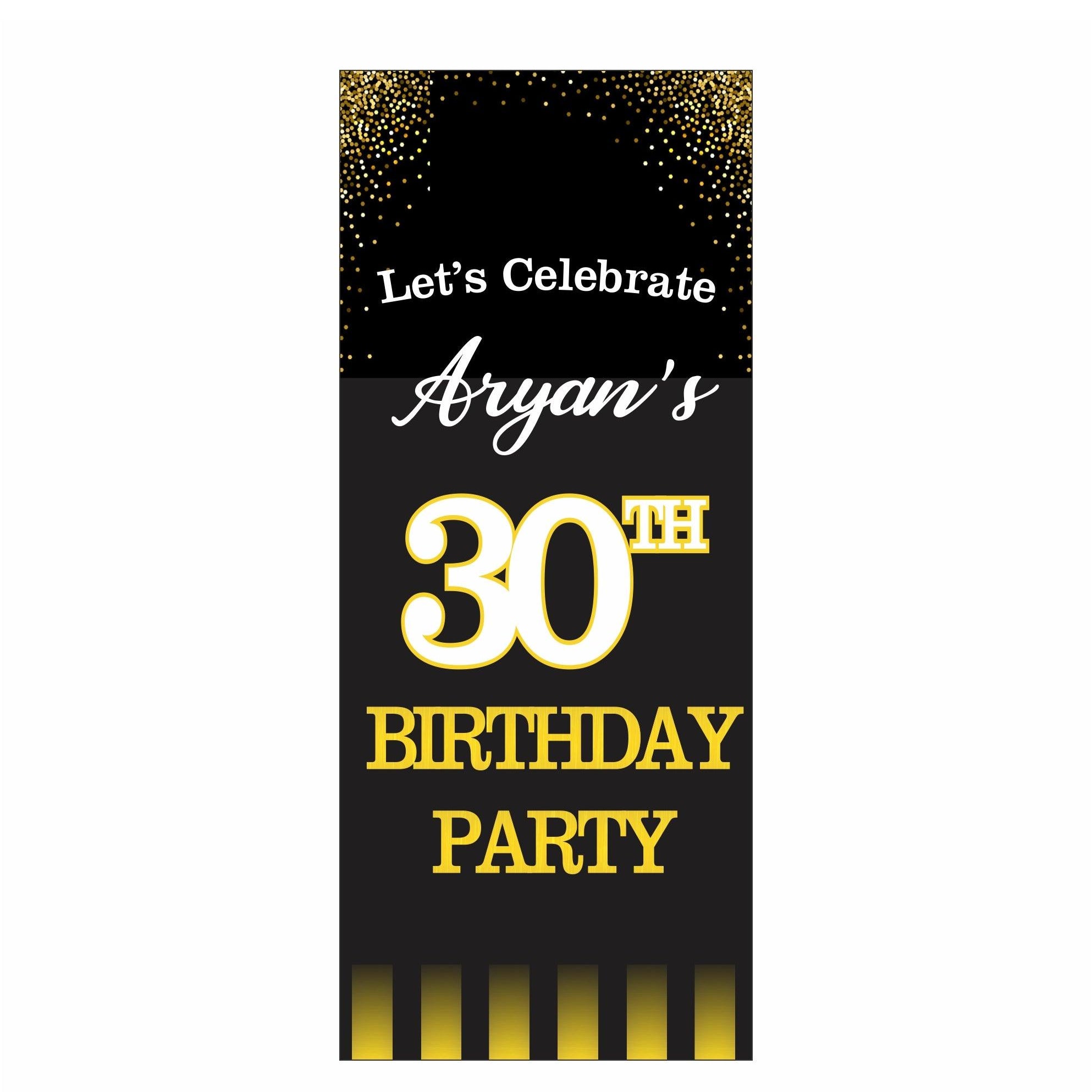 Gold and Black 30th Birthday Theme Door Banner THEME PARTIES Pretty UR Party