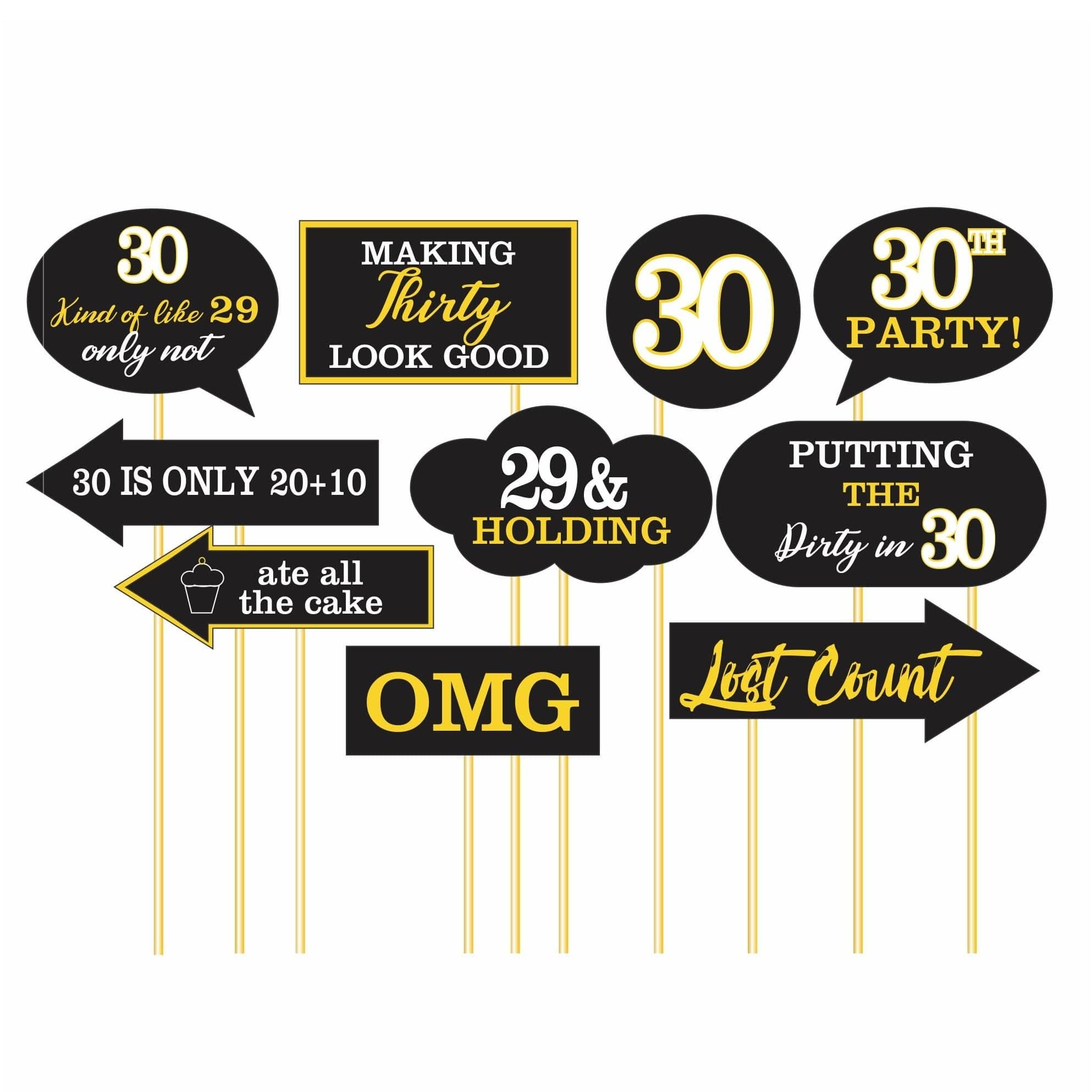 Gold and Black 30th Birthday Photo Prop THEME PARTIES Pretty UR Party