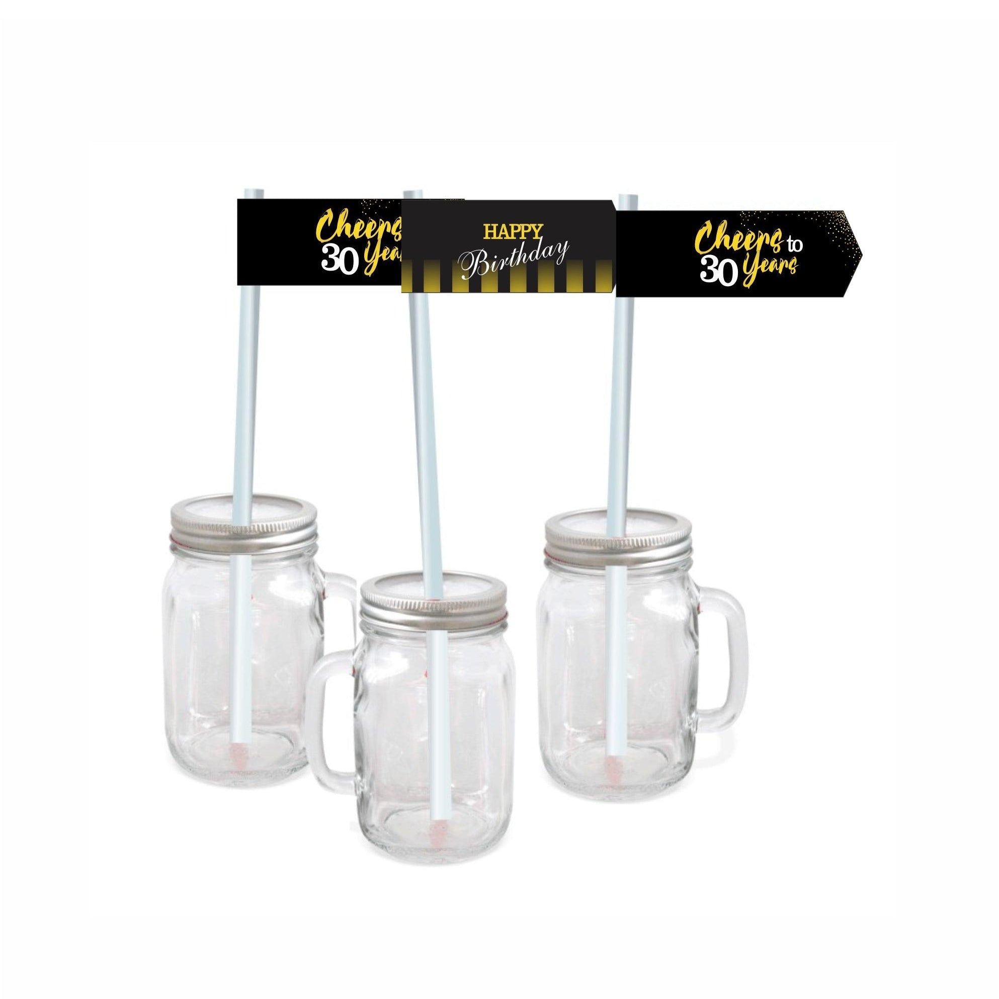 Gold and Black 30th Birthday Theme Drink Straws THEME PARTIES Pretty UR Party