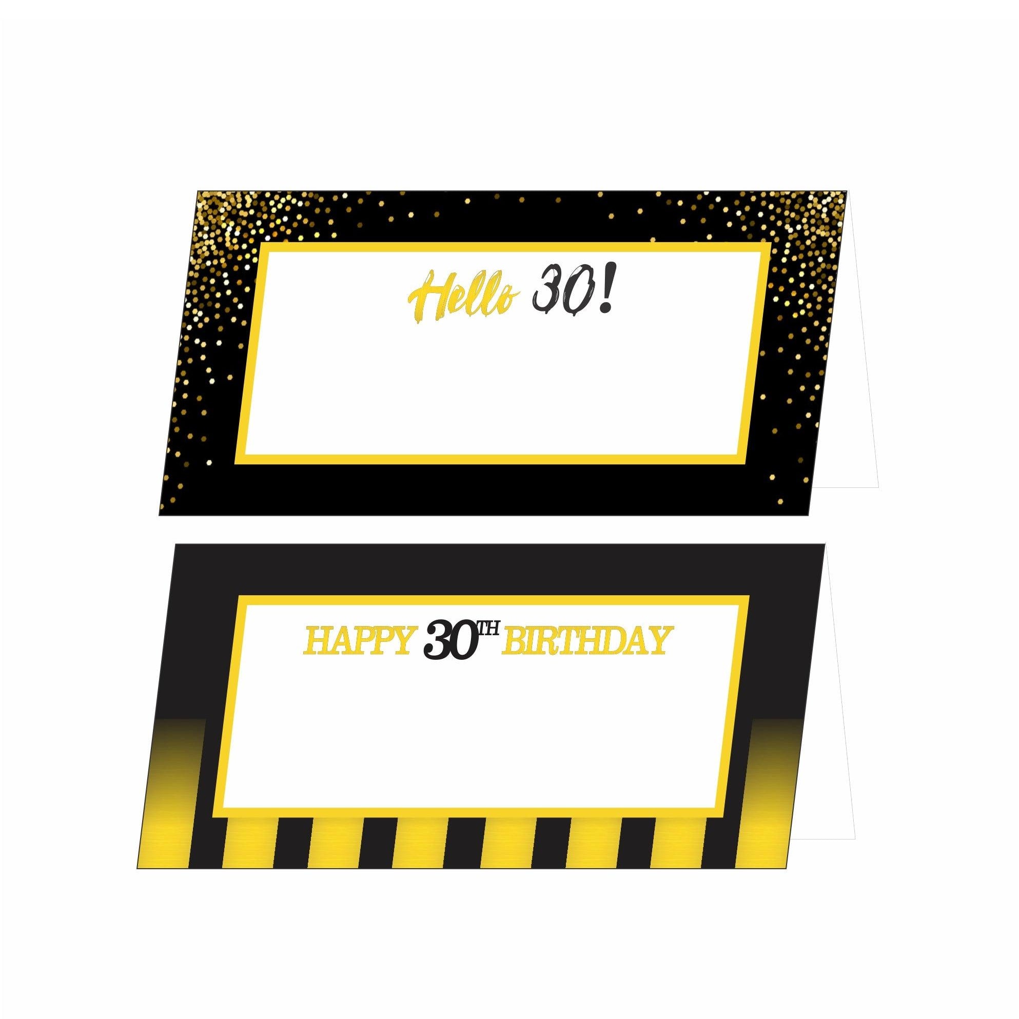 Gold and Black 30th Birthday Food Labels / Buffet Table Cards THEME PARTIES Pretty UR Party