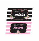 Pink and Black 30th Birthday Food Labels / Buffet Table Cards THEME PARTIES Pretty UR Party