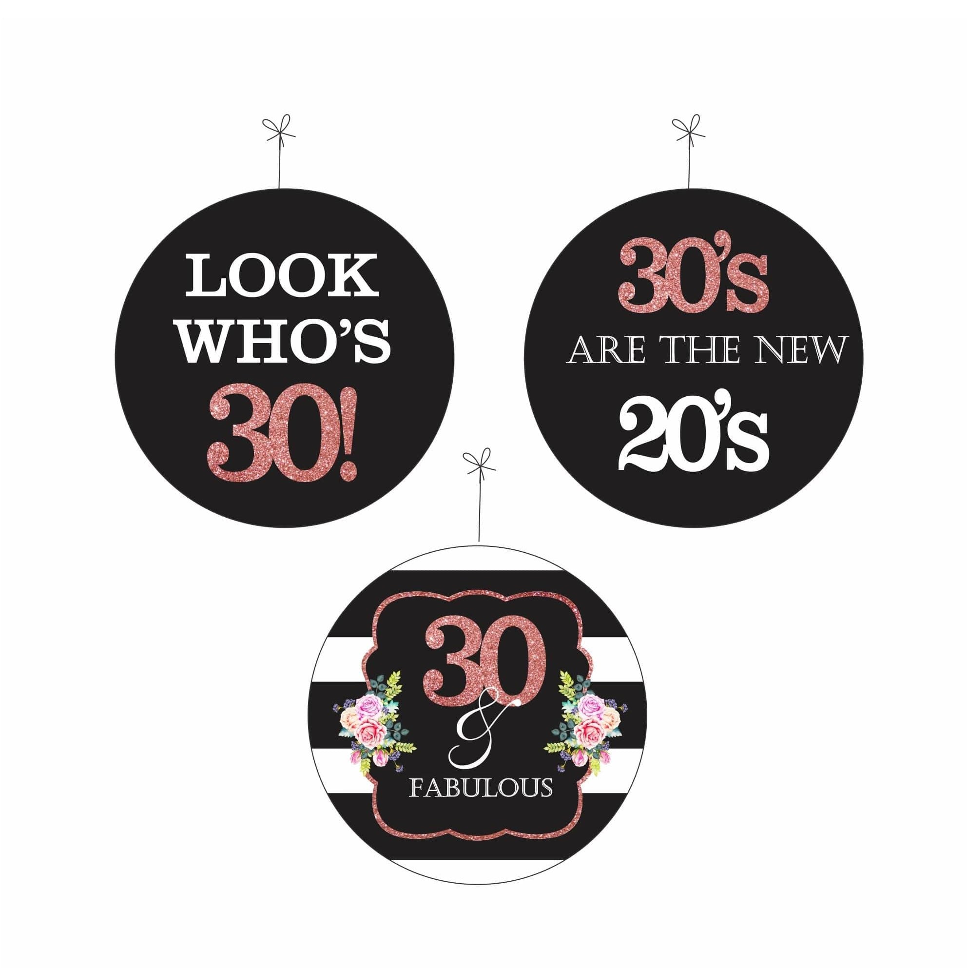 Pink and Black 30th Birthday Theme Danglers THEME PARTIES Pretty UR Party