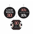 Pink and Black 30th Birthday Theme Danglers THEME PARTIES Pretty UR Party