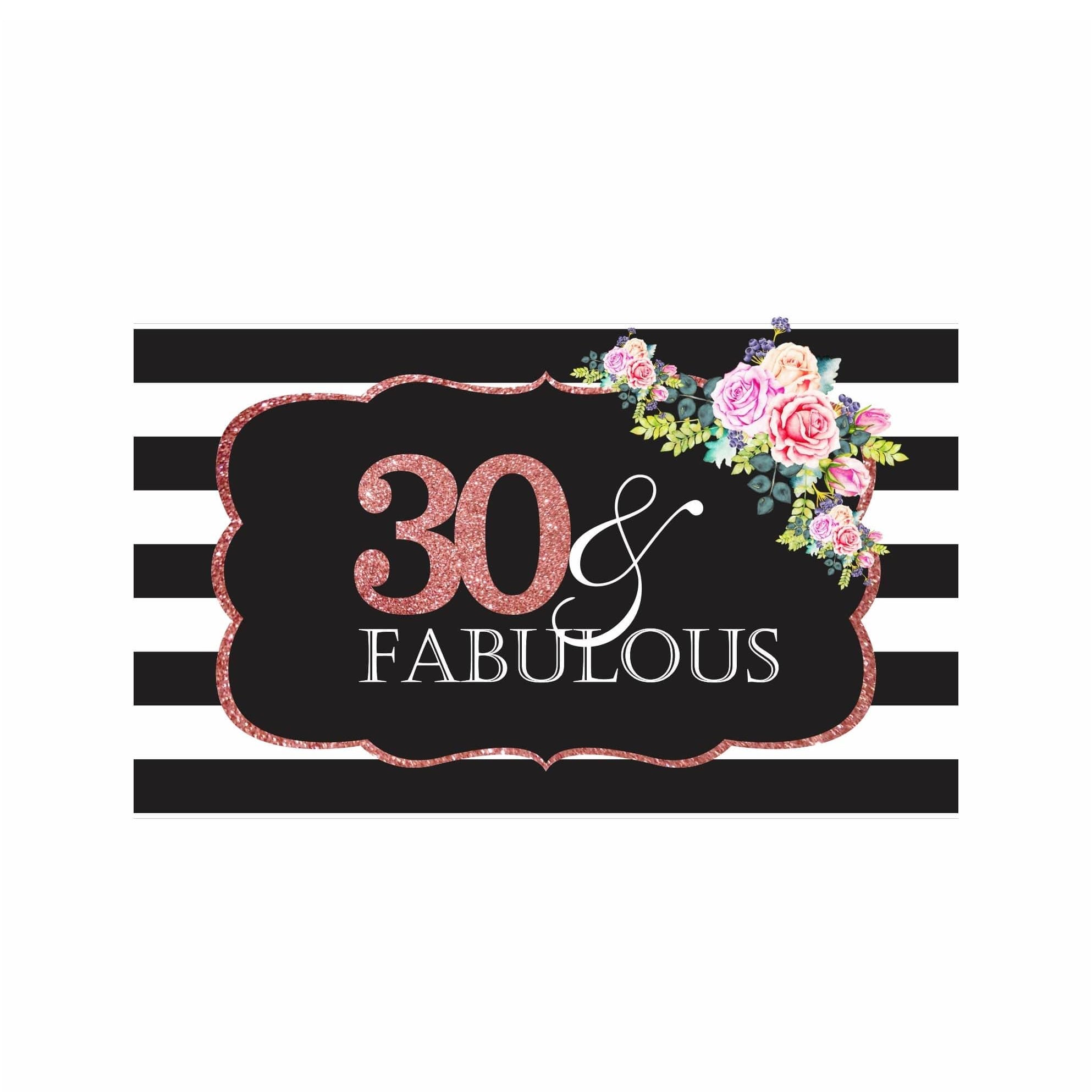 Pink and Black 30th Birthday Theme Backdrop PERSONALISED Pretty UR Party