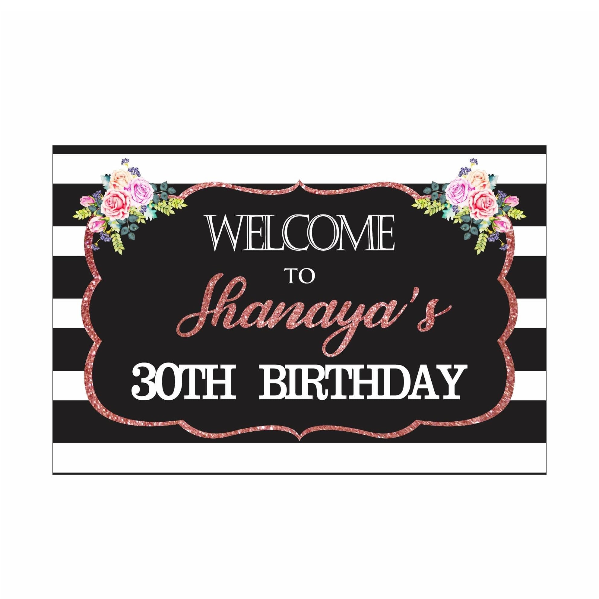 Pink and Black 30th Birthday Theme Entrance Banner / Door Sign THEME PARTIES Pretty UR Party