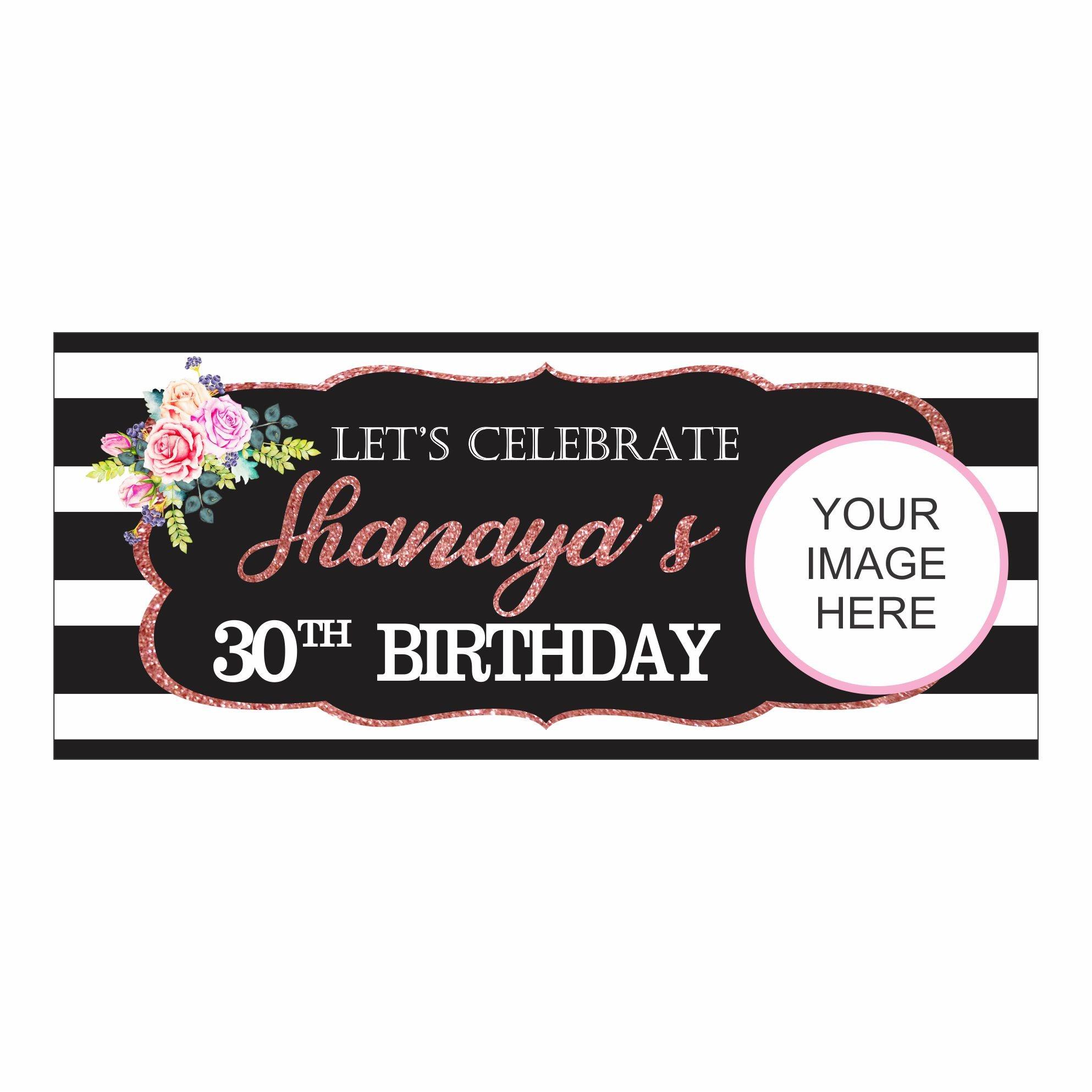 Personalized Pink and Black 30th Birthday Theme Banner 30in ALL PARTY SUPPLIES Pretty UR Party