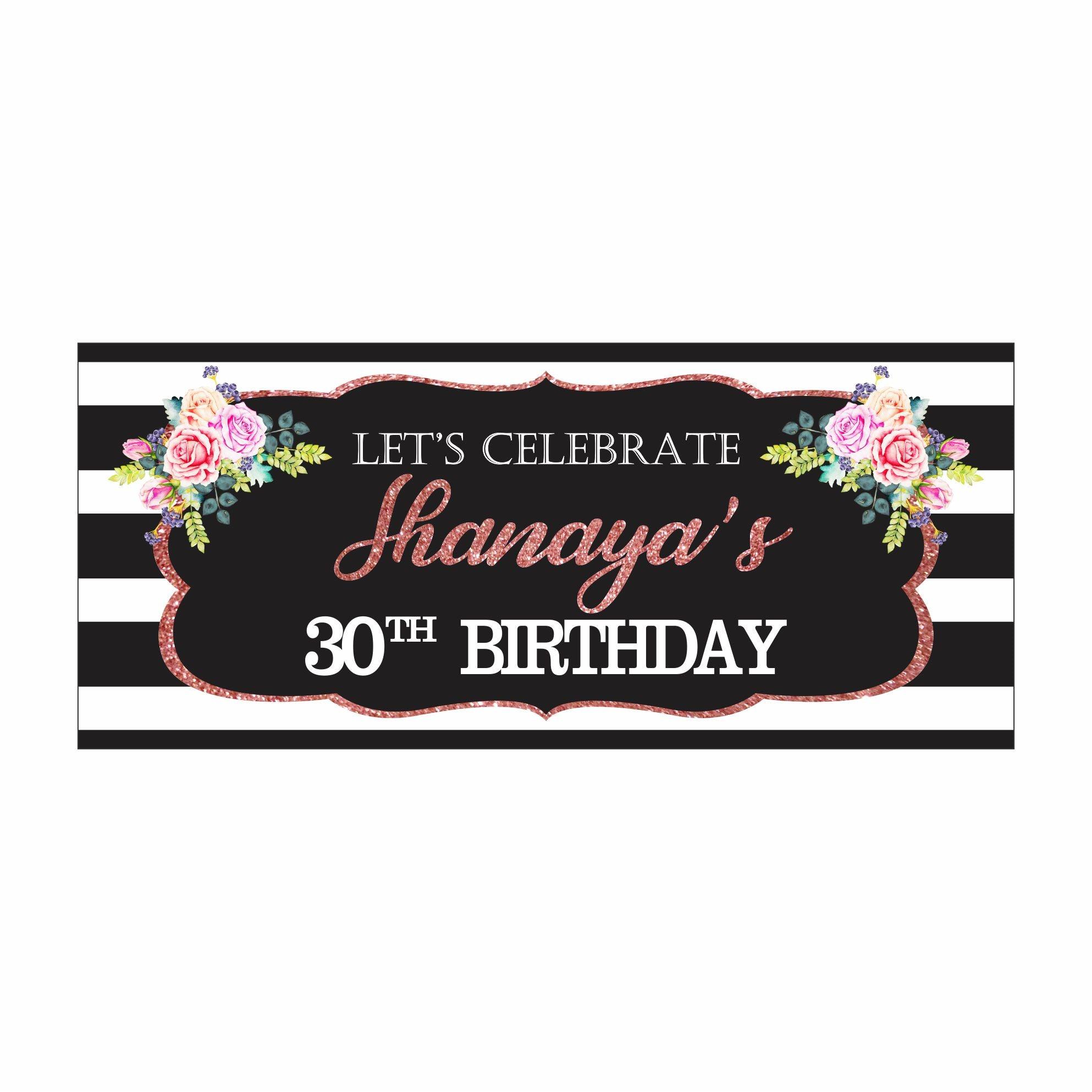 Personalized Pink and Black 30th Birthday Theme Banner 30in ALL PARTY SUPPLIES Pretty UR Party