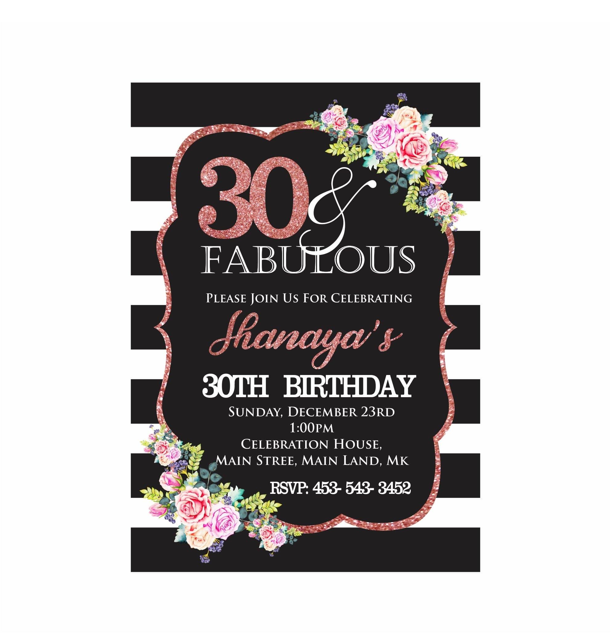 Pink and Black 30th Birthday Theme Invitations ALL PARTY SUPPLIES Pretty UR Party