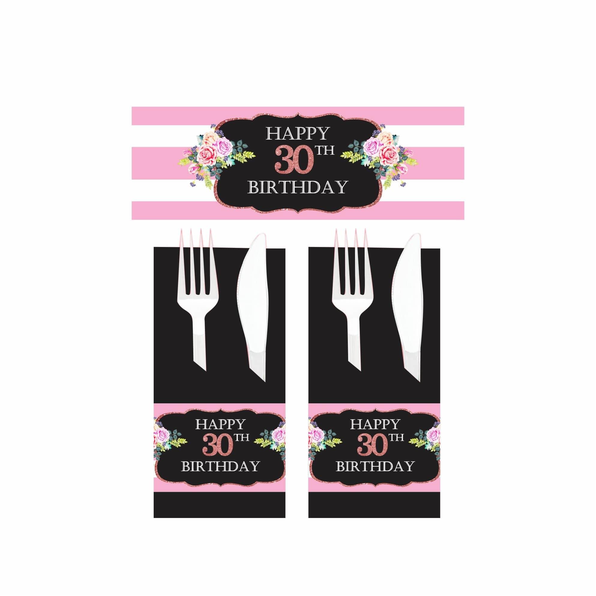 Pink and Black 30th Birthday Theme Napkin Rings THEME PARTIES Pretty UR Party