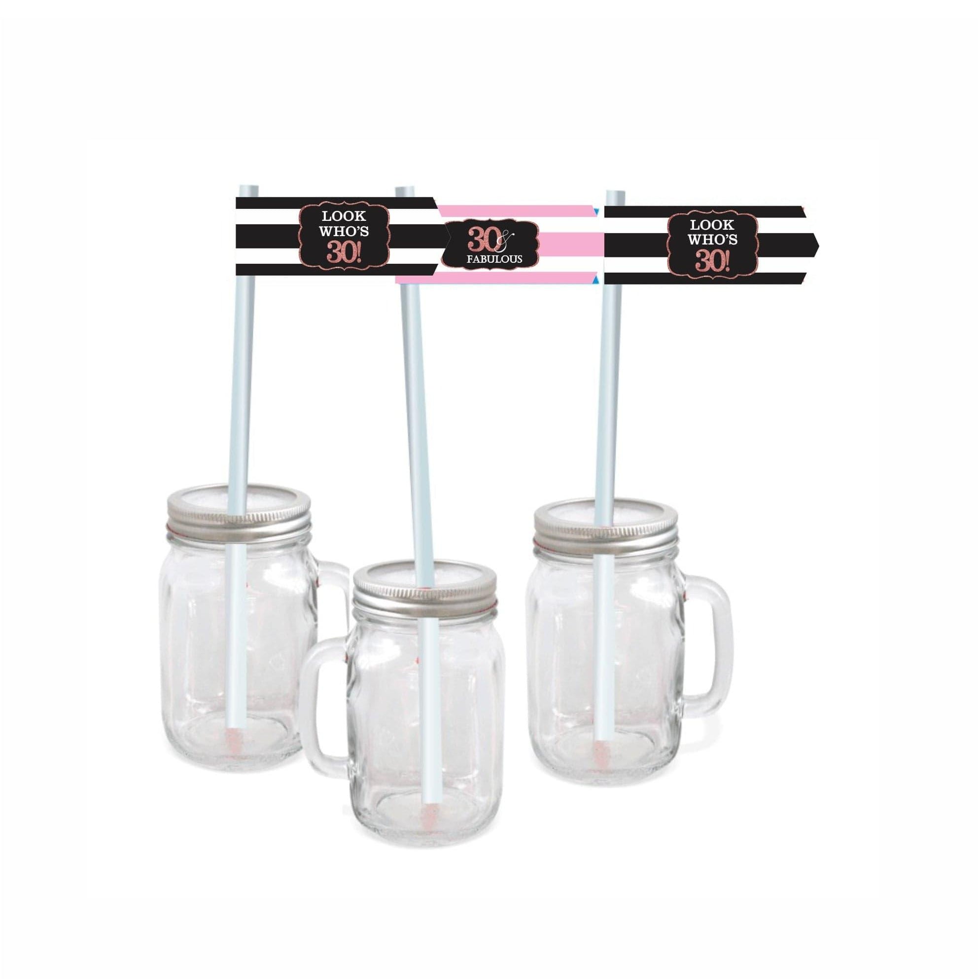 Pink and Black 30th Birthday Theme Drink Straws THEME PARTIES Pretty UR Party