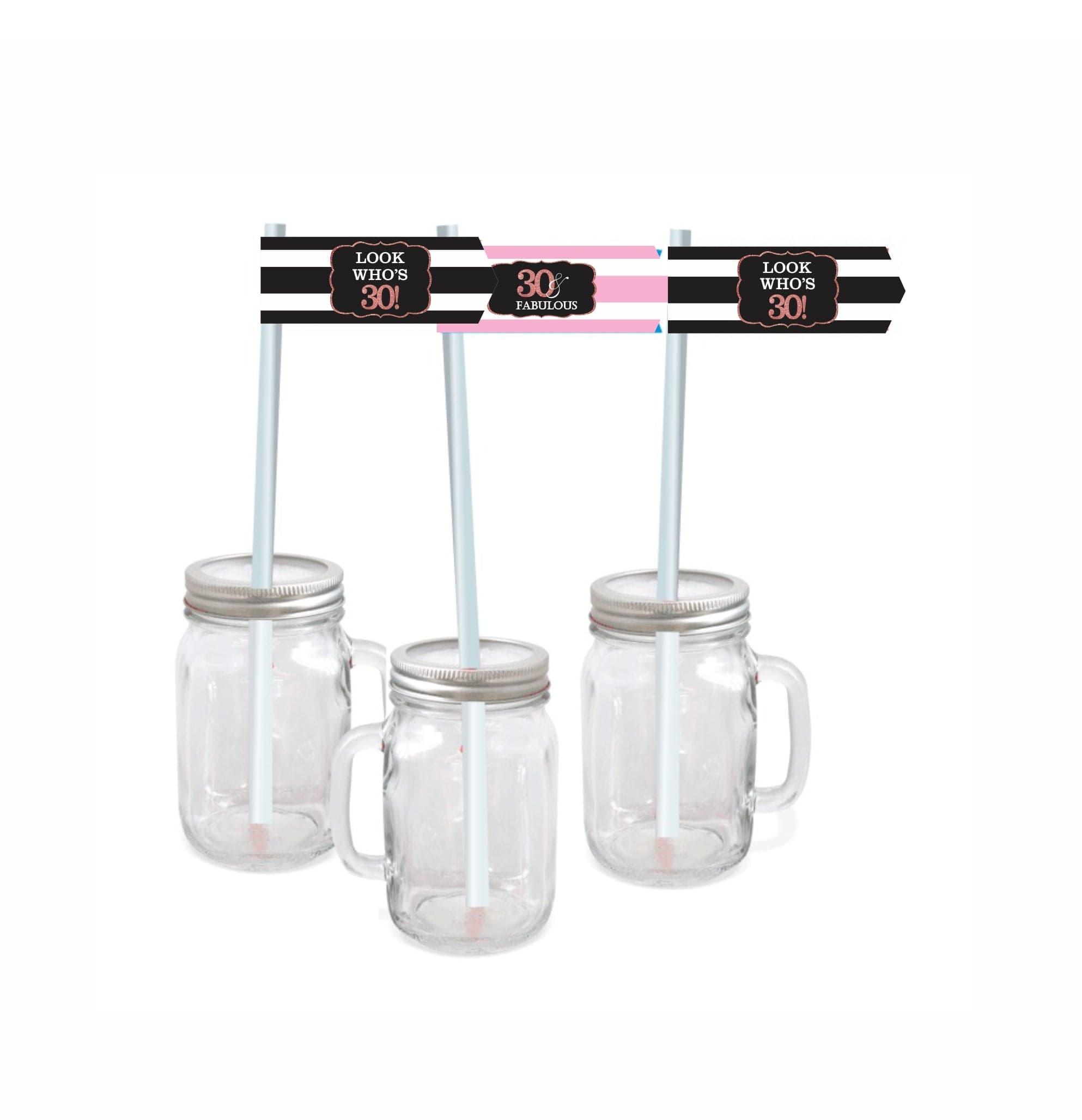 Pink and Black 30th Birthday Theme Drink Straws THEME PARTIES Pretty UR Party
