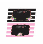 Pink and Black 30th Birthday Food Labels / Buffet Table Cards THEME PARTIES Pretty UR Party