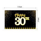 Gold and Black 30th Birthday Theme Backdrop PERSONALISED Pretty UR Party