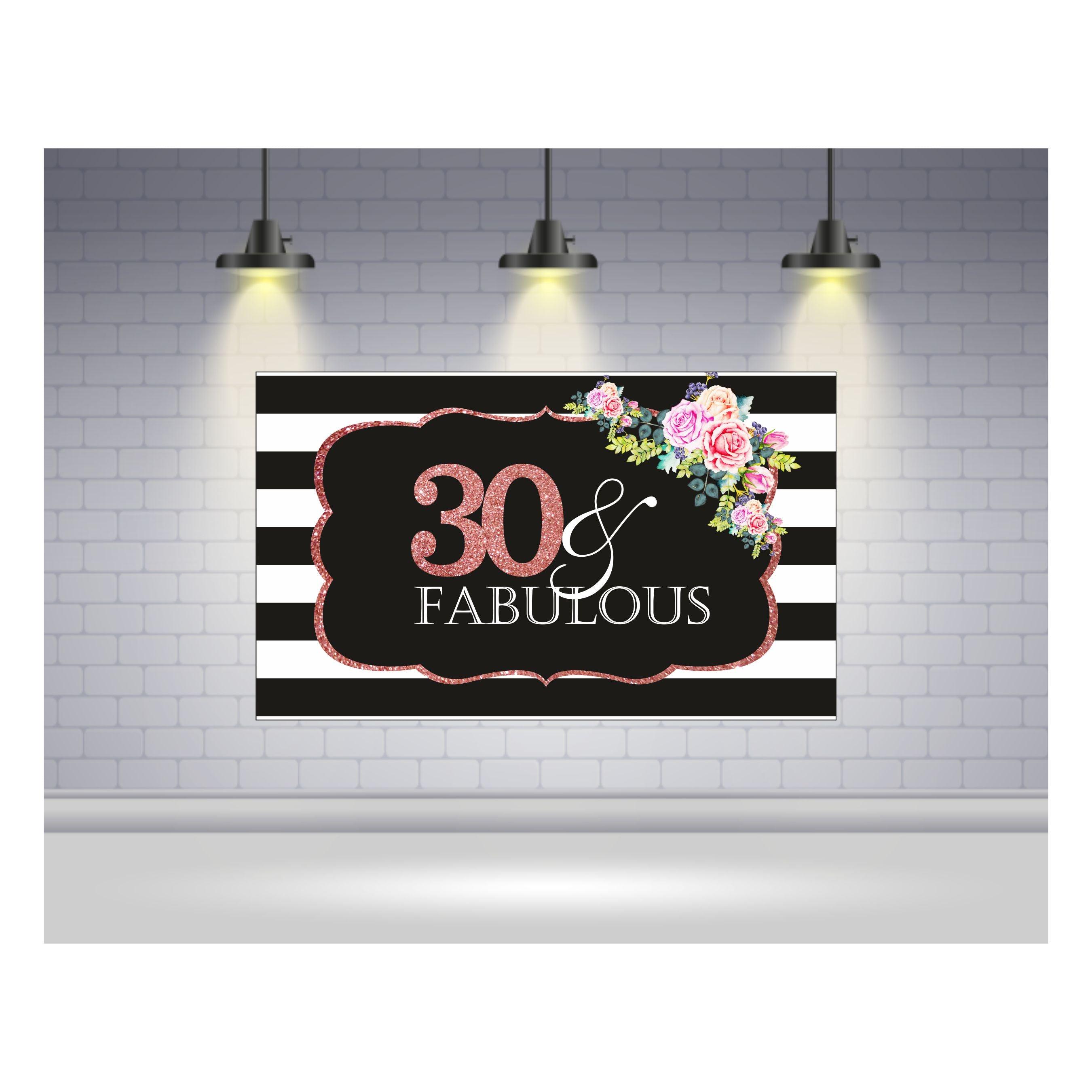 Pink and Black 30th Birthday Theme Backdrop PERSONALISED Pretty UR Party