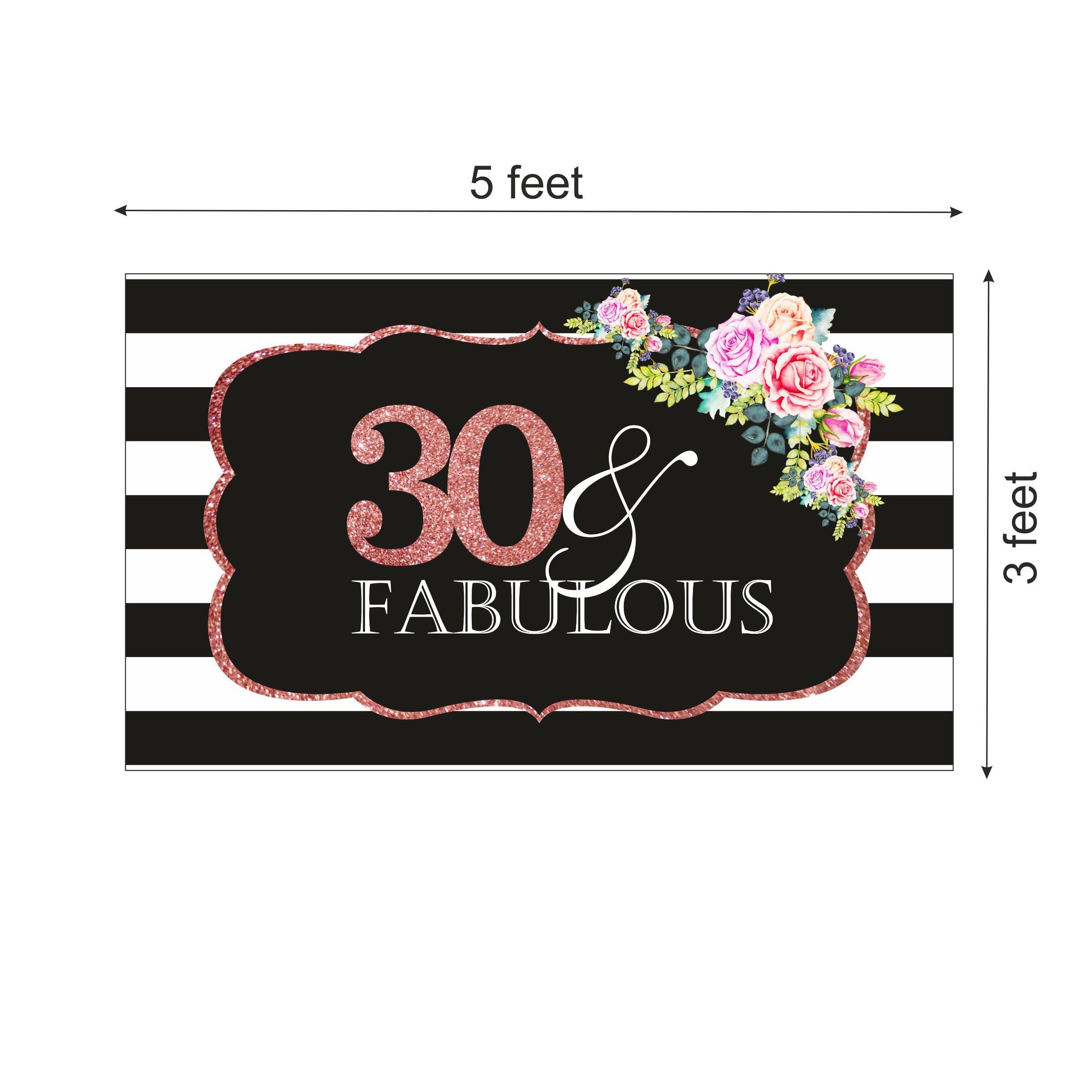 Pink and Black 30th Birthday Theme Backdrop PERSONALISED Pretty UR Party