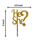 He or She? Cake Topper - Acrylic Gold ALL PARTY SUPPLIES Pretty UR Party