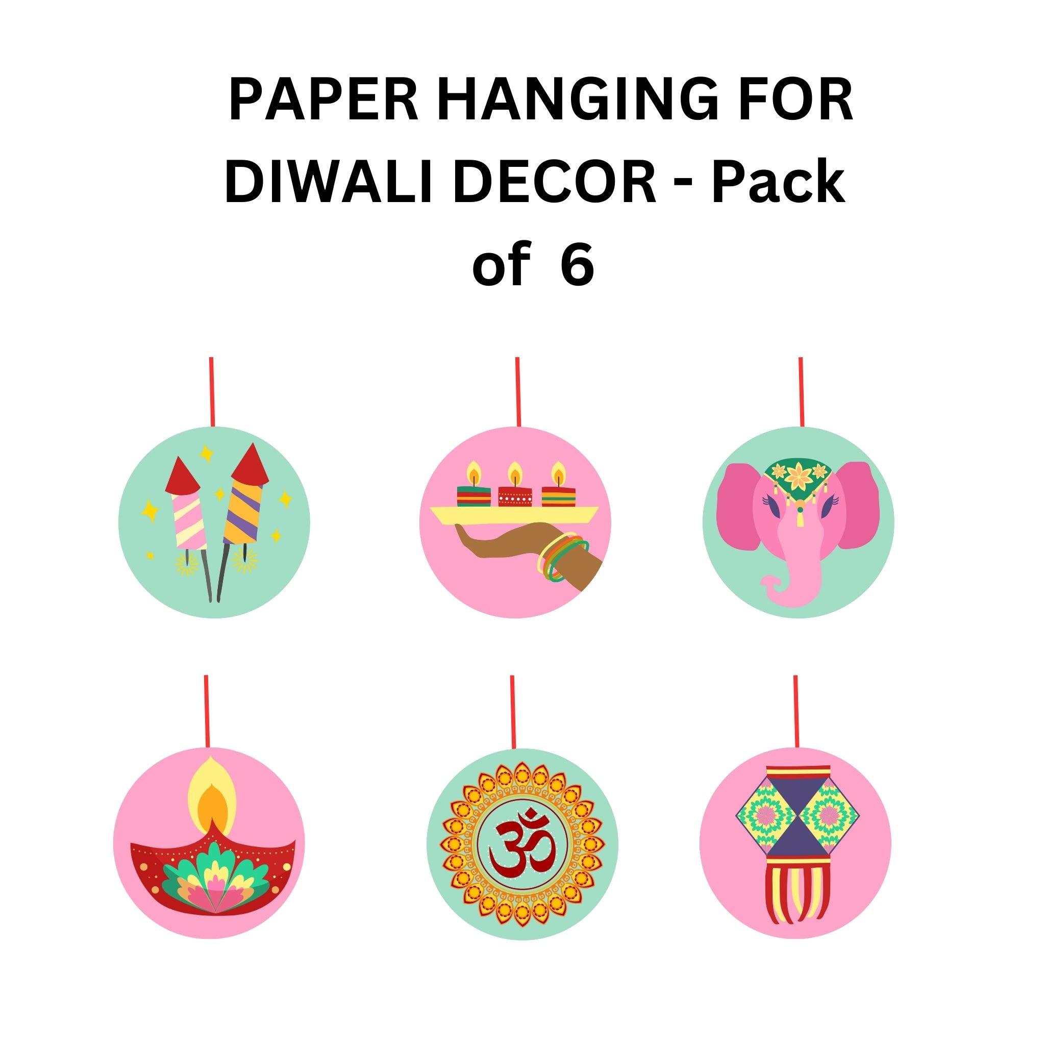 Diwali Hanging Danglers Round - Pack of 6 DECORATIONS PRETTY UR PARTY