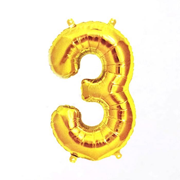 3 Number Foil Balloon ALL PARTY SUPPLIES Pretty UR Party 16 inch Gold