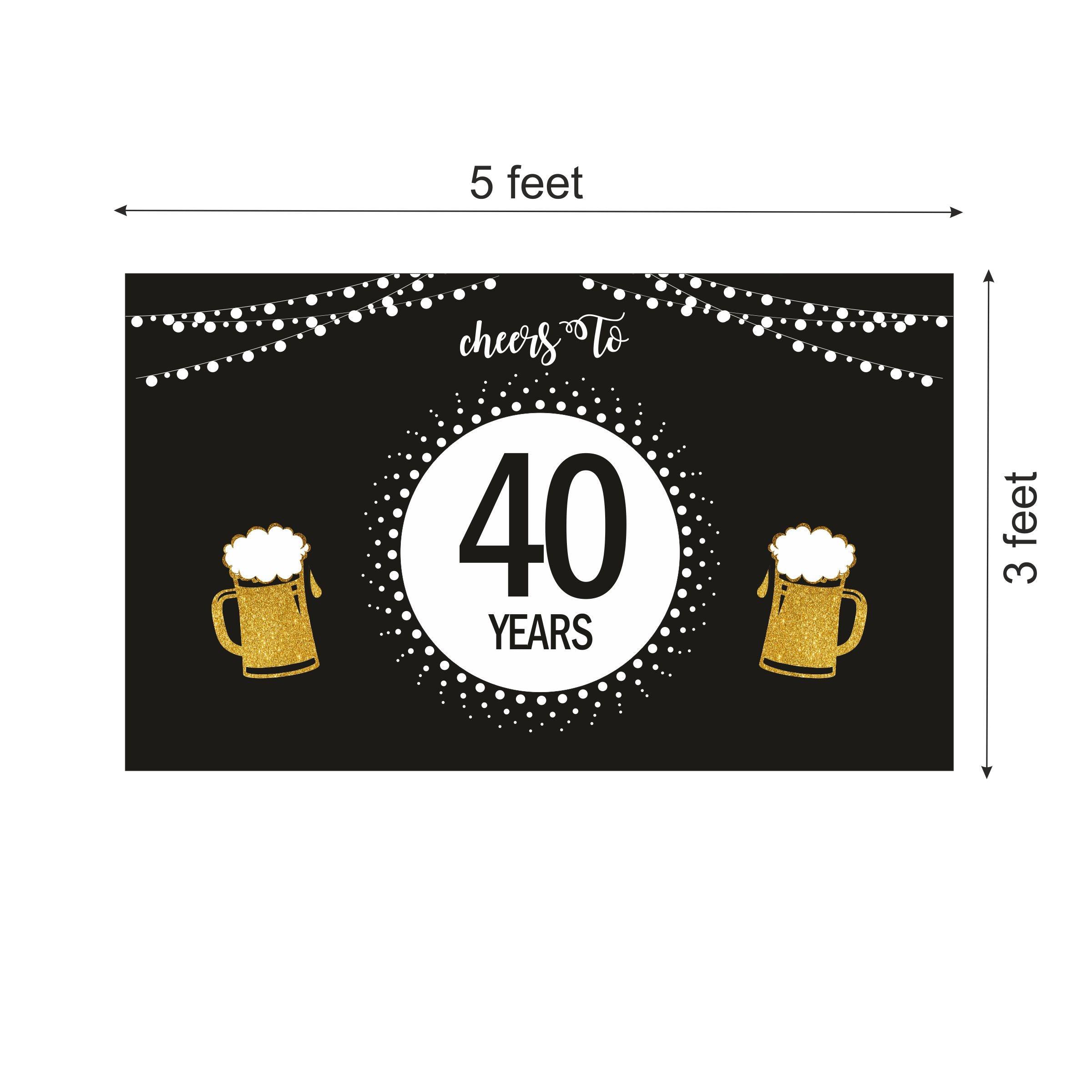 Cheers to 40th Birthday Theme Backdrop PERSONALISED Pretty UR Party