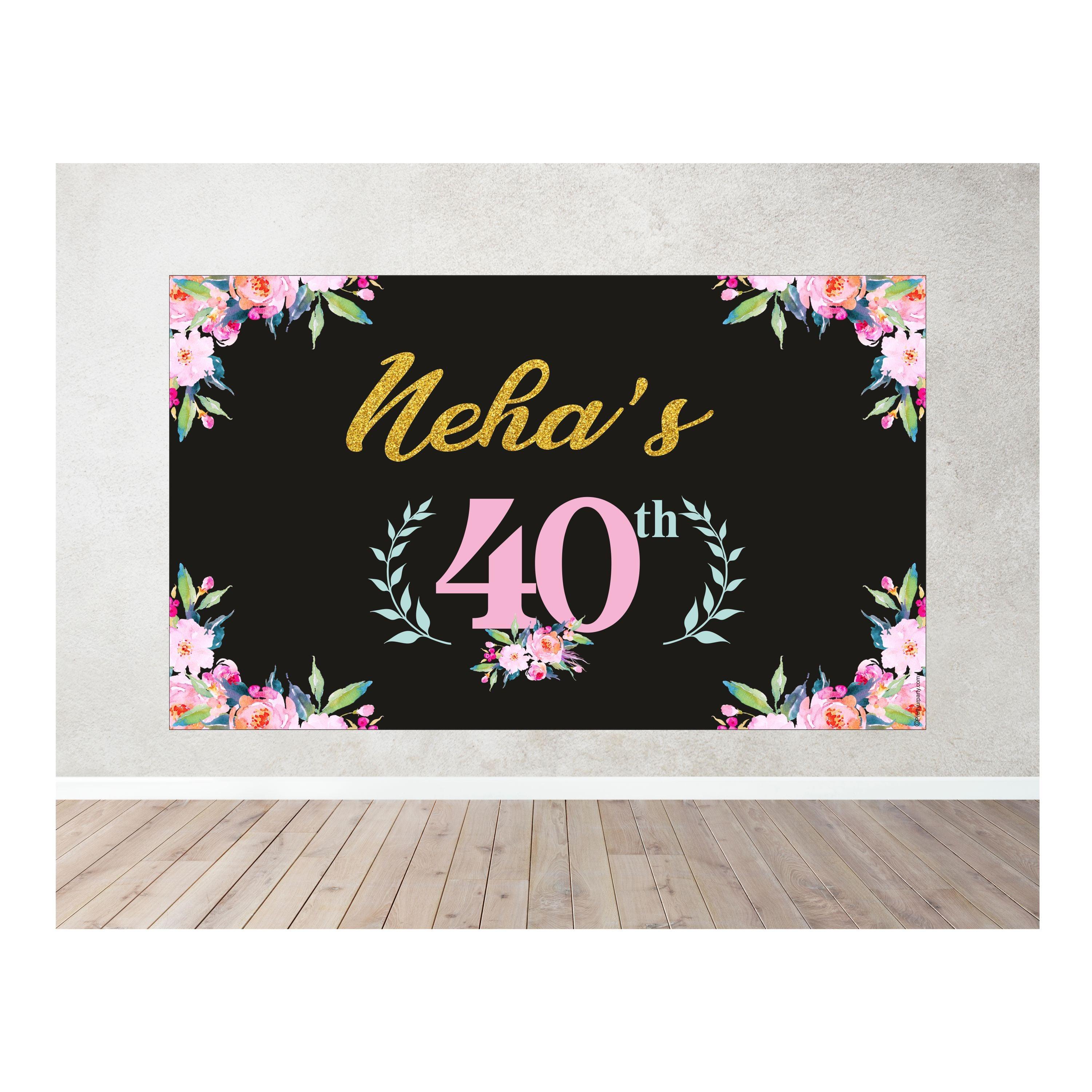 40th Birthday Theme Backdrop PERSONALISED Pretty UR Party