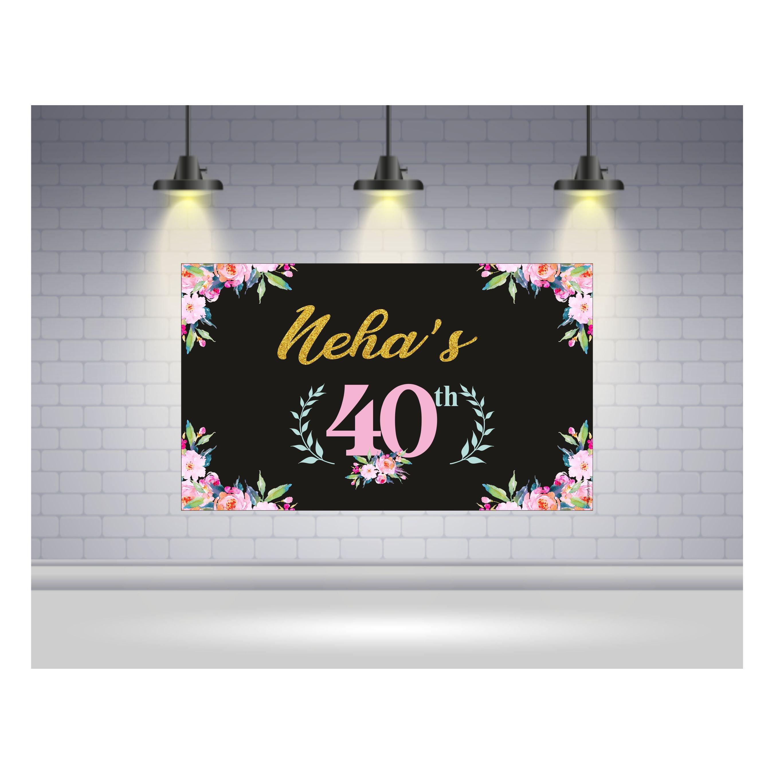 40th Birthday Theme Backdrop PERSONALISED Pretty UR Party