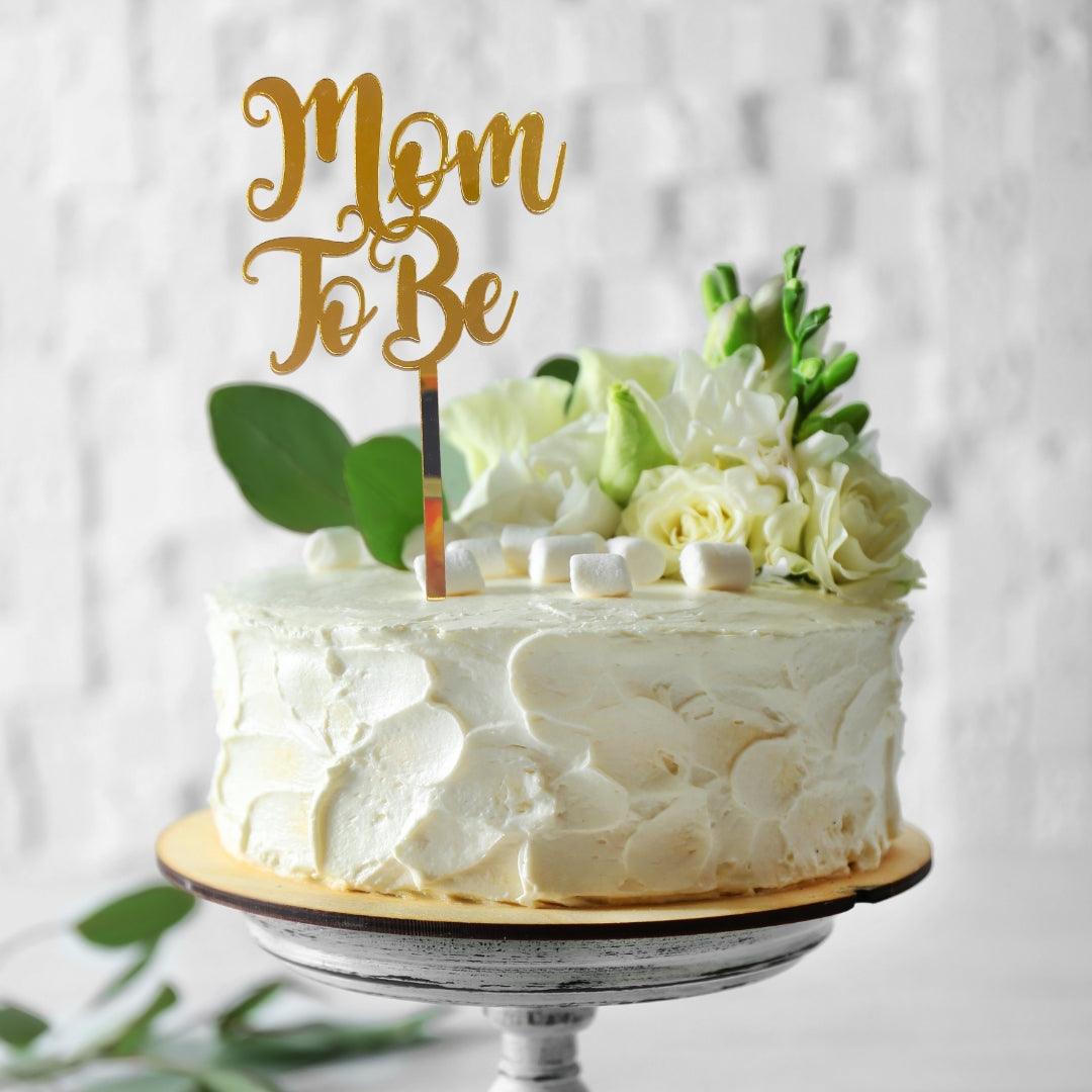 Mom to Be Cake Topper - Acrylic Gold ALL PARTY SUPPLIES Pretty UR Party