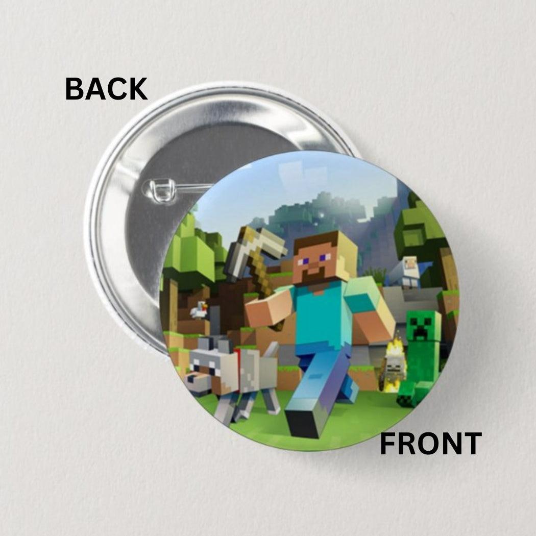 Minecraft theme Button Badges - Pack of 5 ACCESSORIES PRETTY UR PARTY