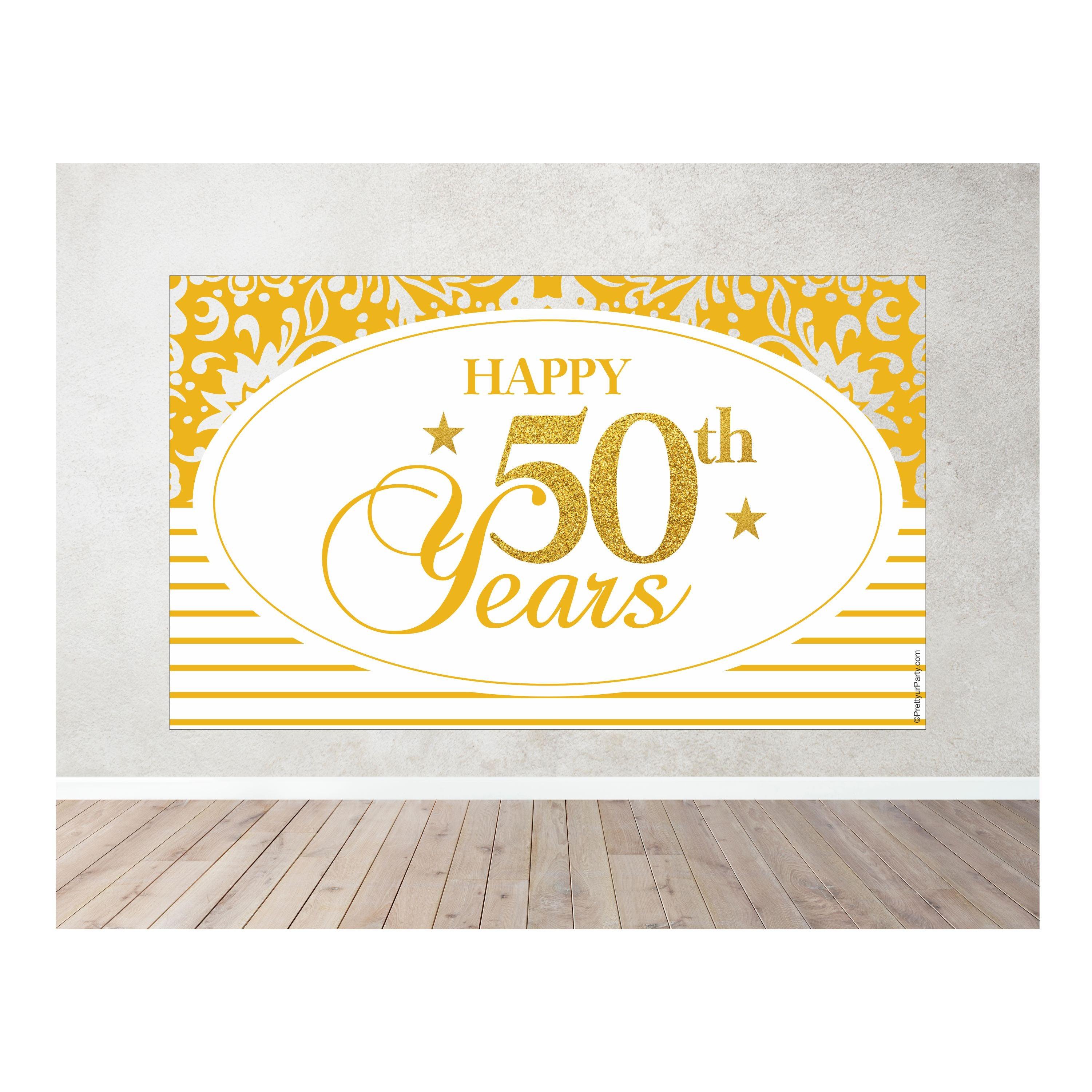 50th Anniversary Theme Backdrop ALL PARTY SUPPLIES Pretty UR Party