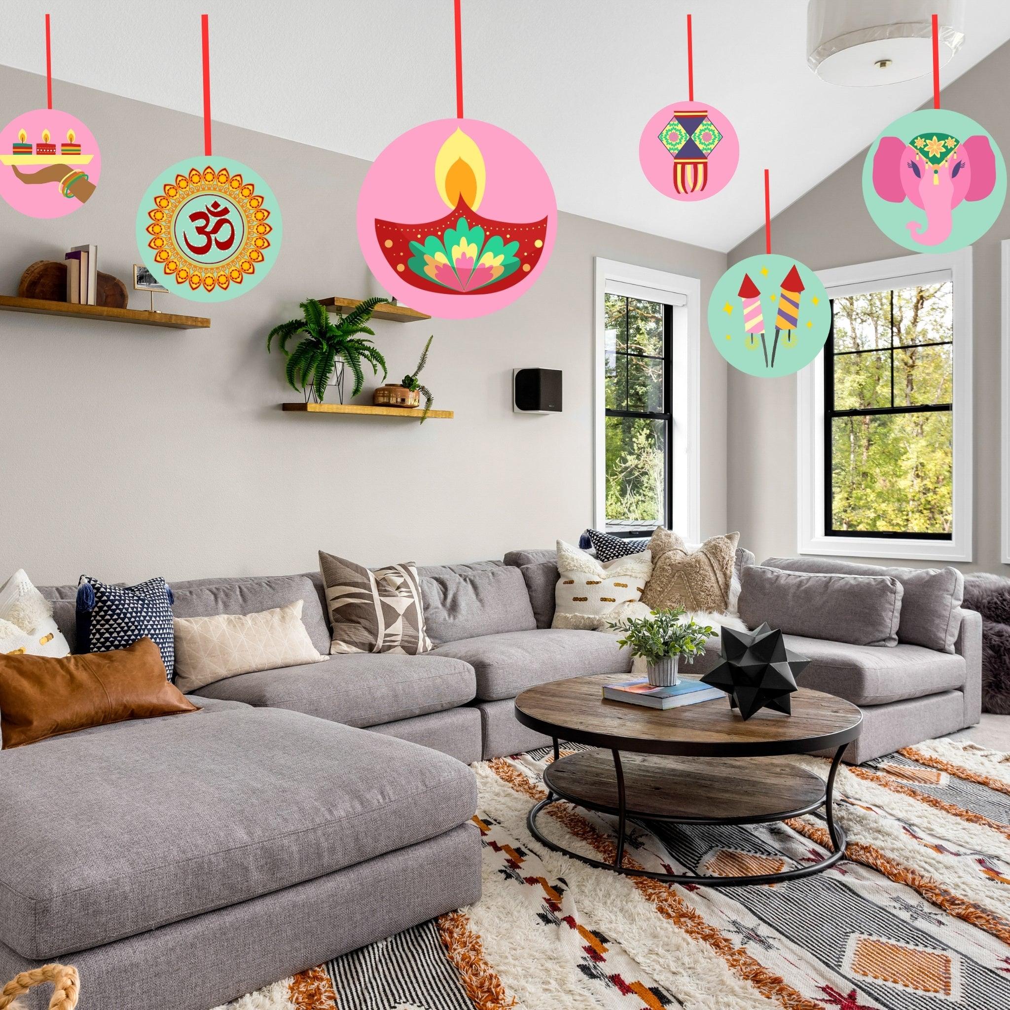 Diwali Hanging Danglers Round - Pack of 6 DECORATIONS PRETTY UR PARTY