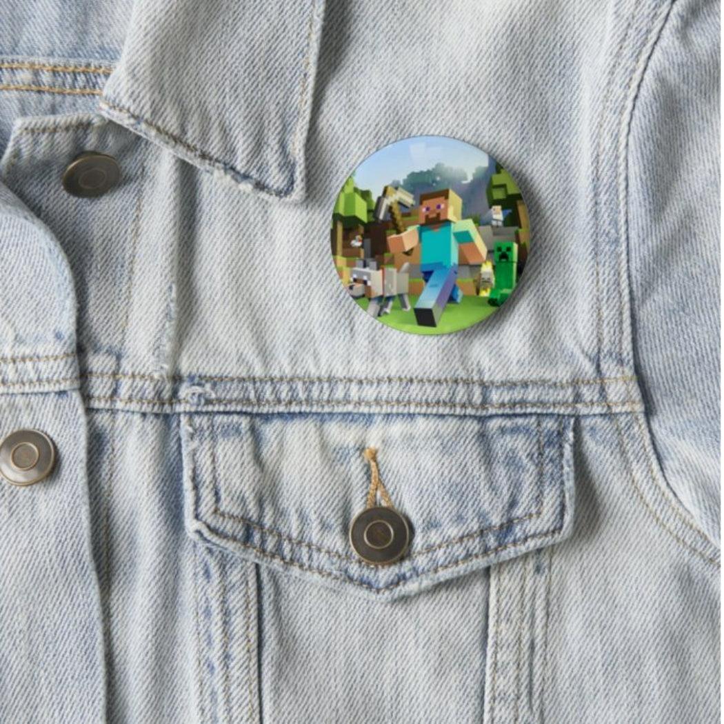 Minecraft theme Button Badges - Pack of 5 ACCESSORIES PRETTY UR PARTY