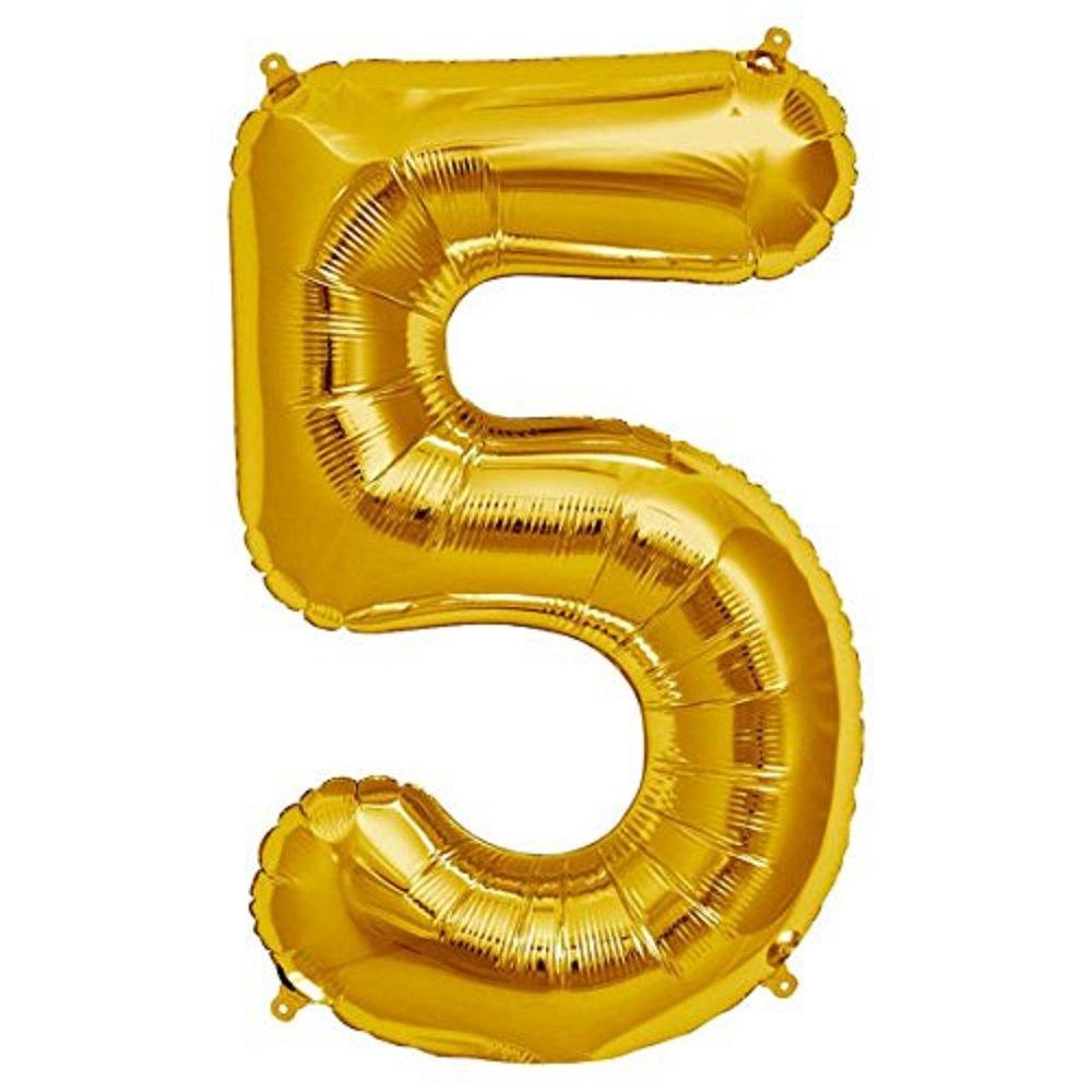 5 Number Foil Balloon ALL PARTY SUPPLIES Pretty UR Party 16 inch Gold