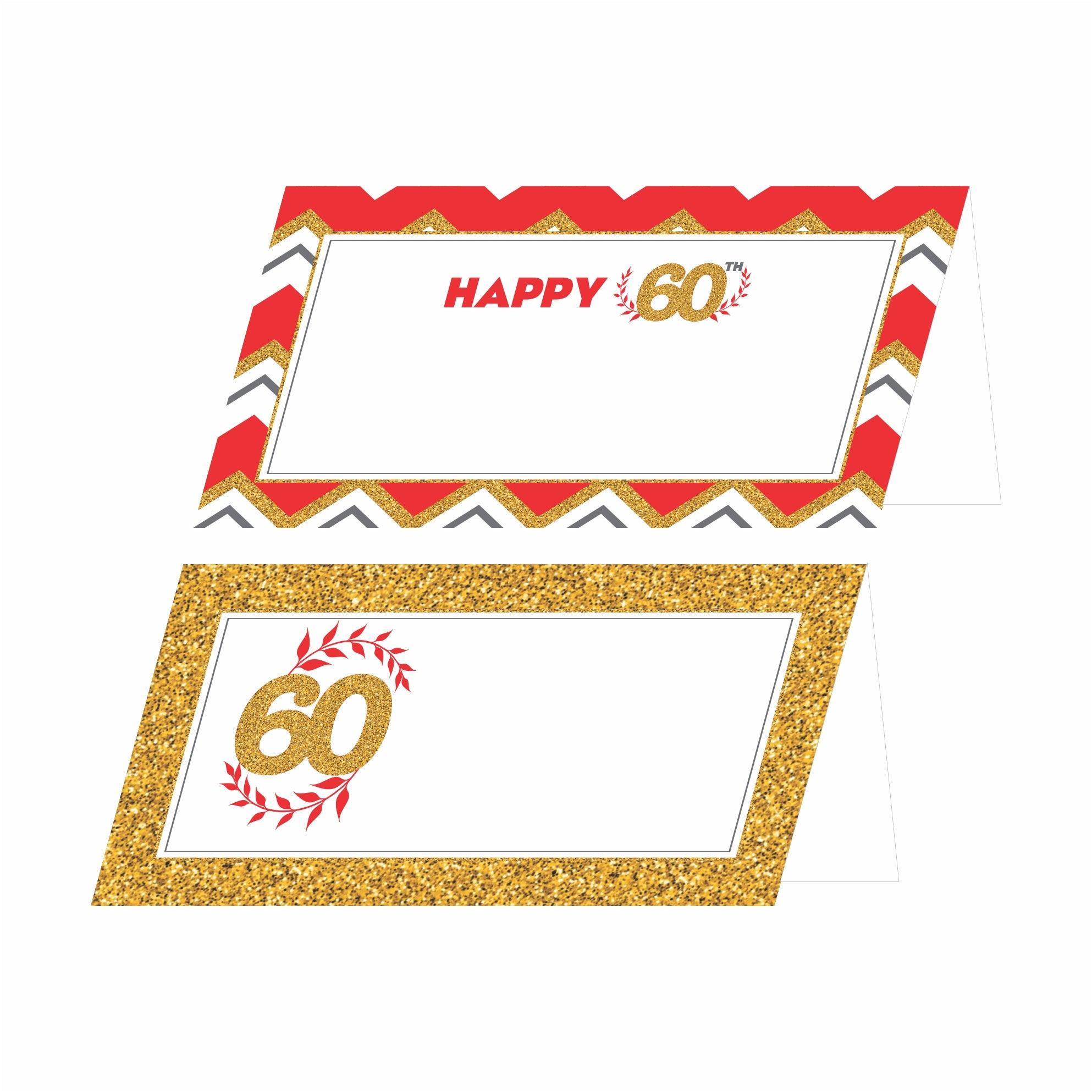 60th Birthday Food Labels / Buffet Table Cards THEME PARTIES Pretty UR Party